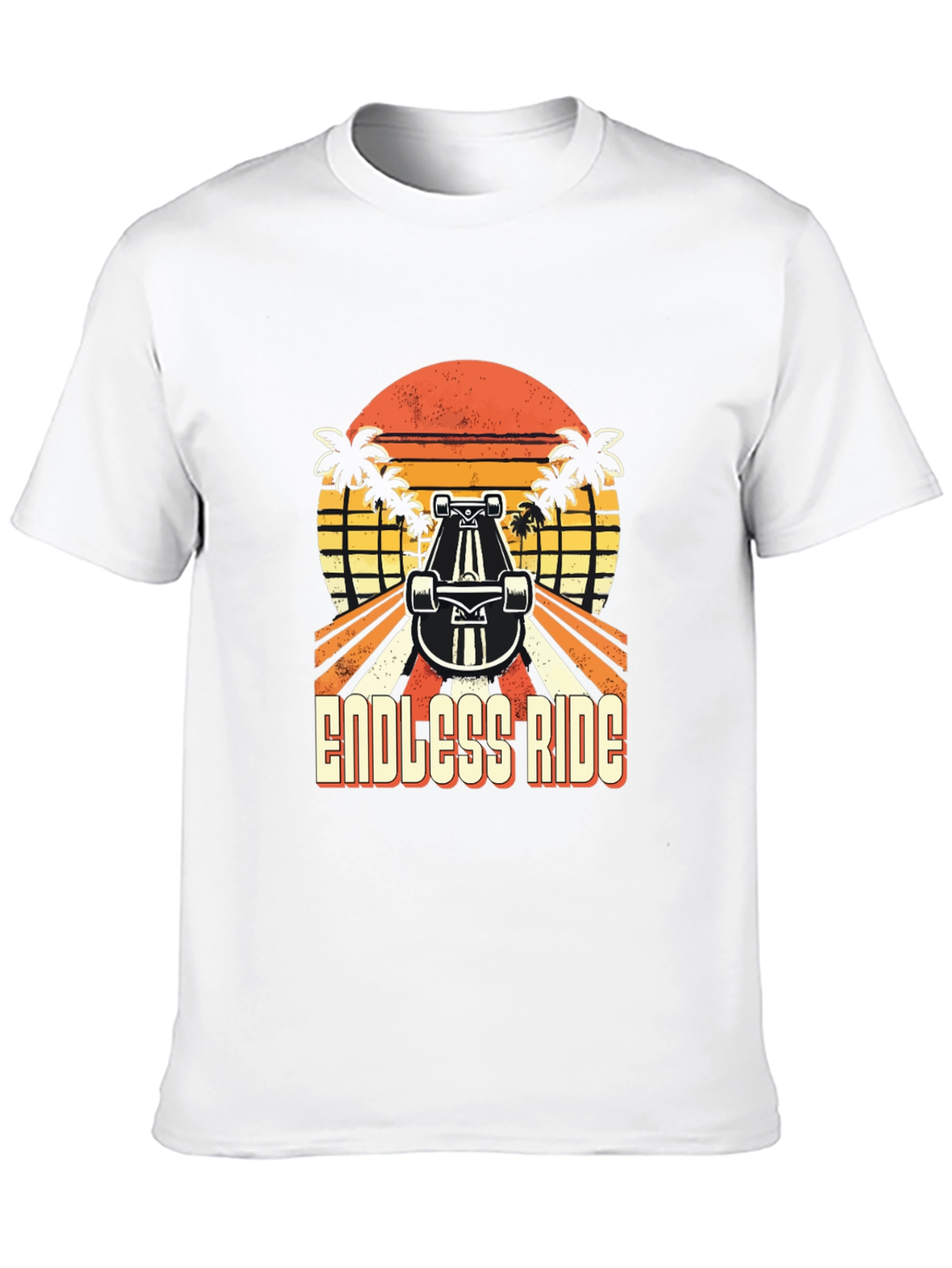 Endless Ride Skateboard T-Shirt Retro Sunset Palm Tree