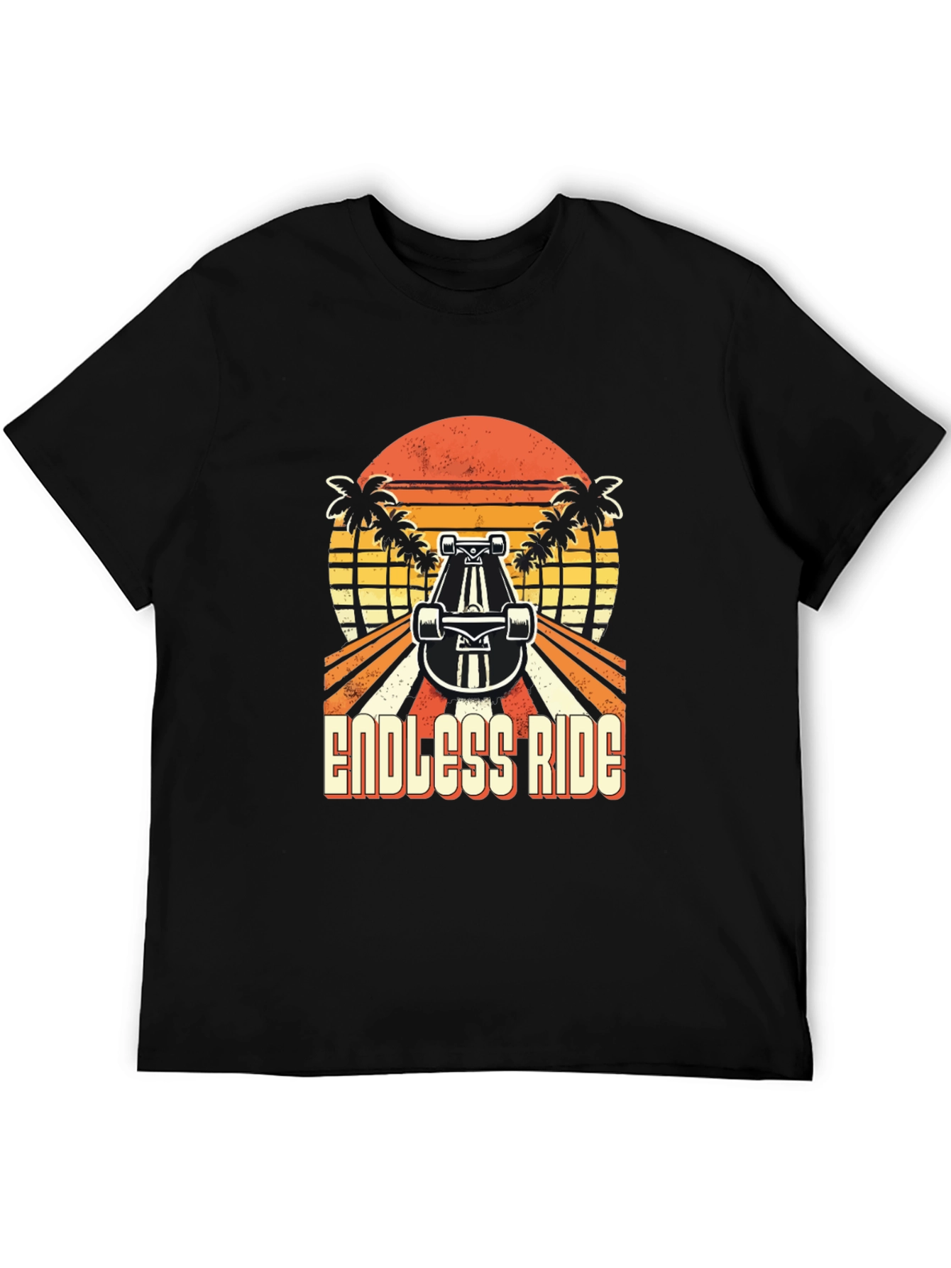 Endless Ride Skateboard T-Shirt Retro Sunset Palm Tree