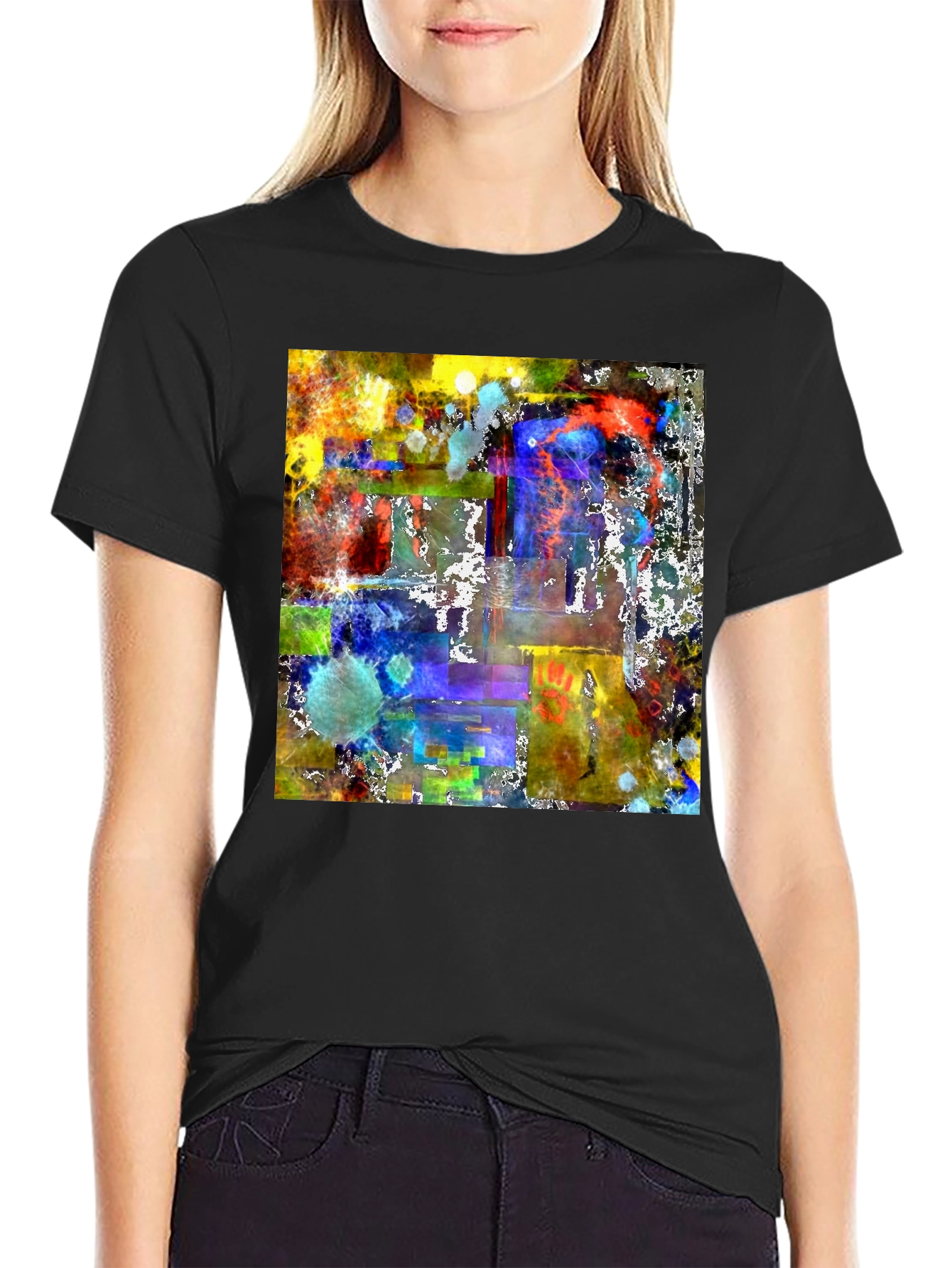 Abstract Art Graphic Tee - Mens Black T-Shirt