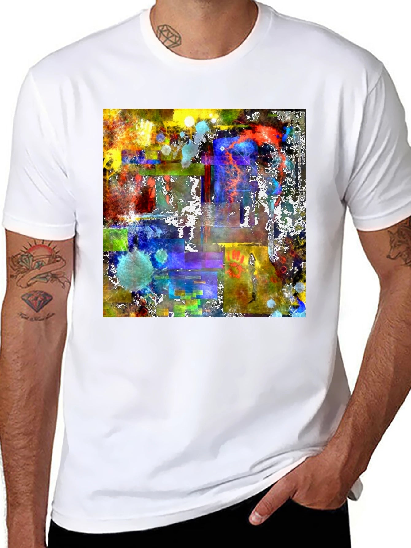 Abstract Art Graphic Tee - Mens Black T-Shirt