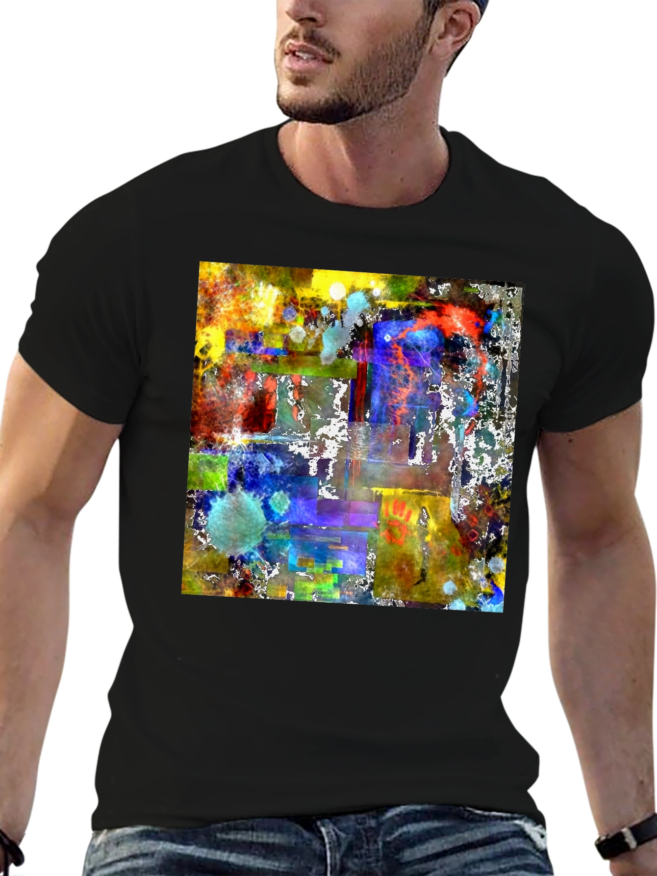 Abstract Art Graphic Tee - Mens Black T-Shirt