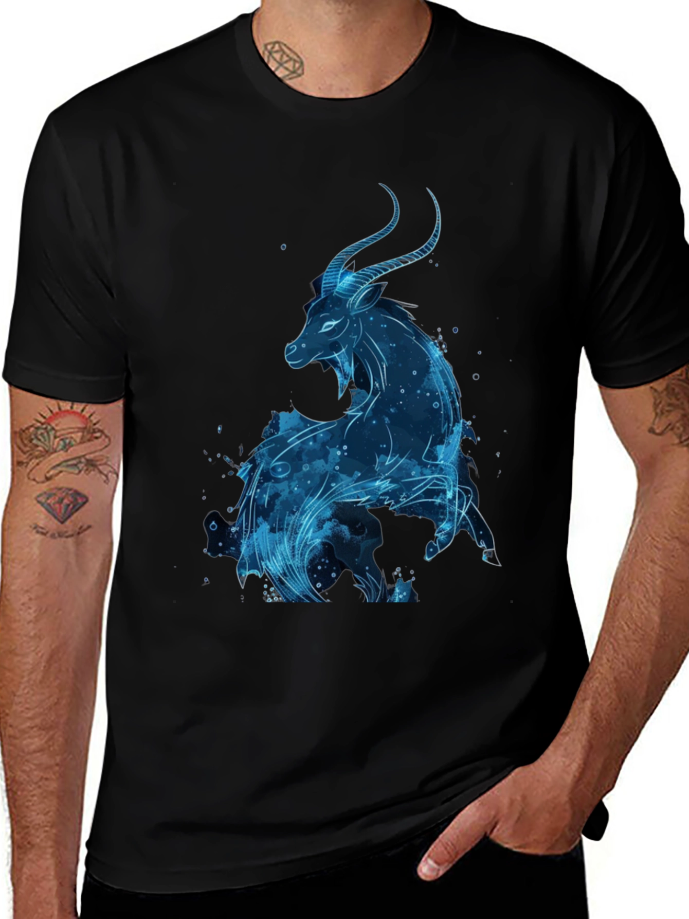 Capricorn Zodiac Black T-Shirt