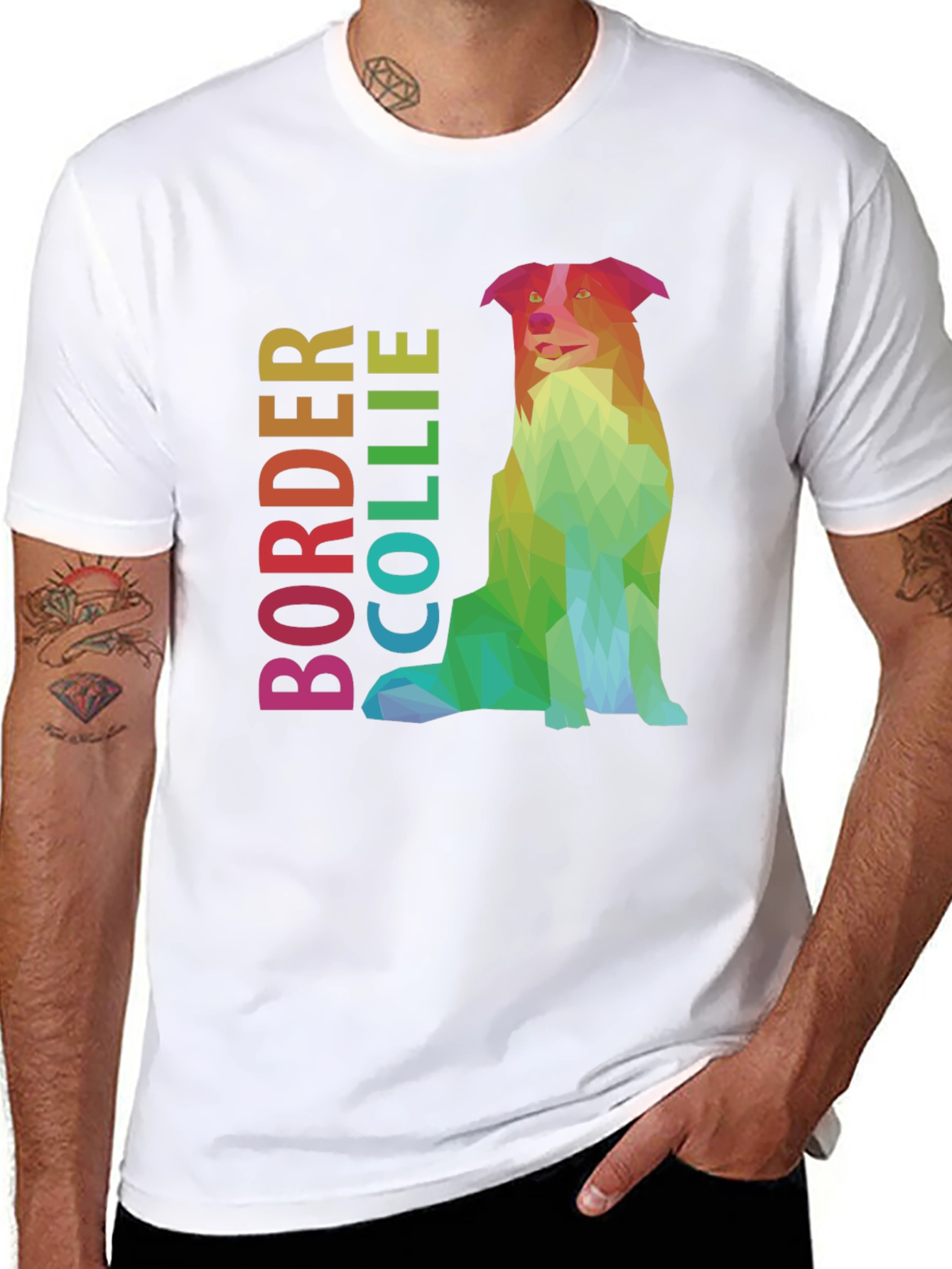 Geometric Border Collie Graphic Tee