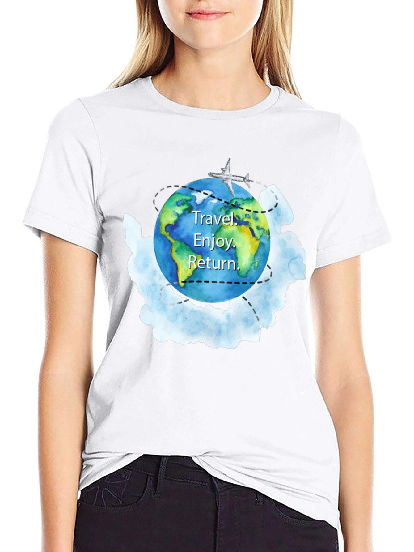 Travel The World T-Shirt | Airplane Earth Design