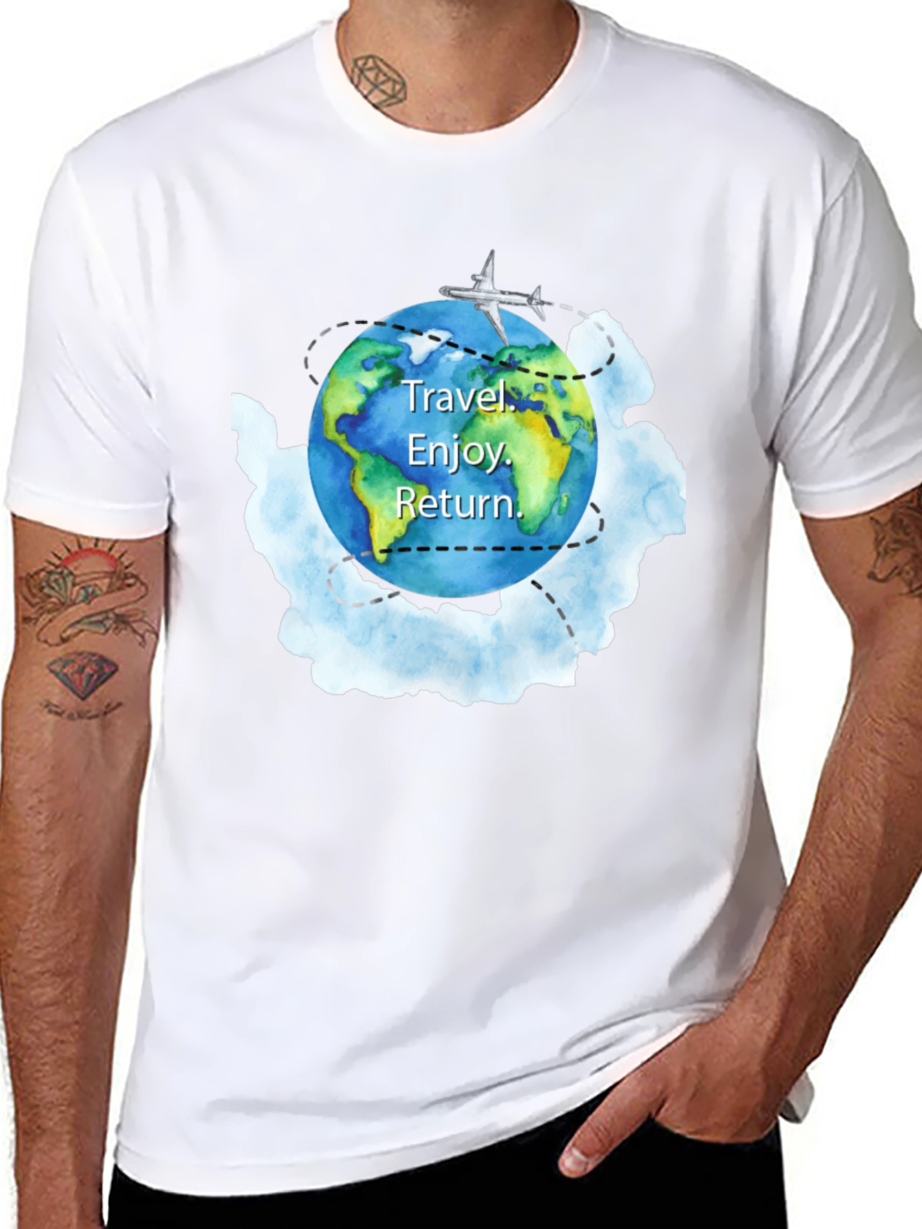 Travel The World T-Shirt | Airplane Earth Design