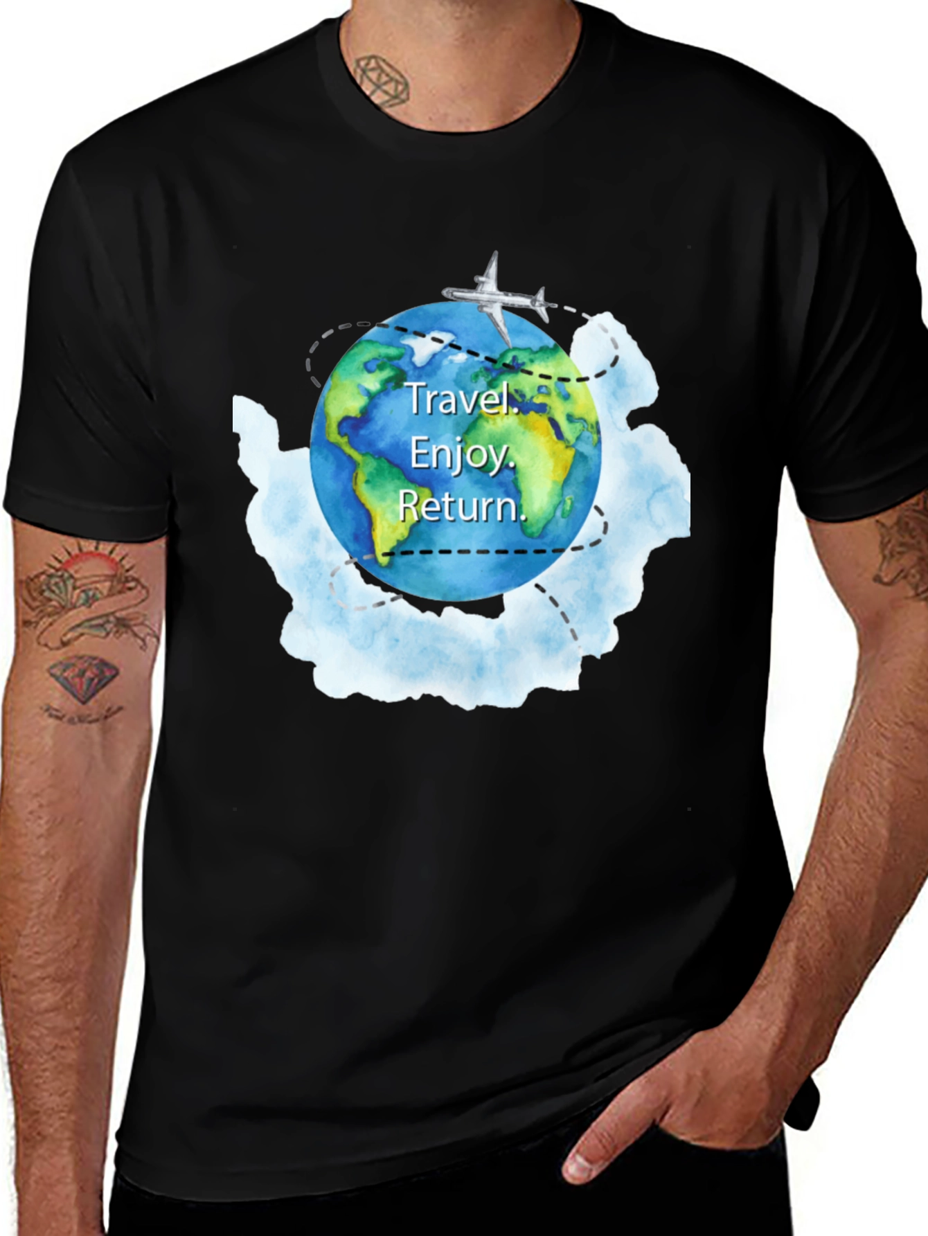 Travel The World T-Shirt | Airplane Earth Design