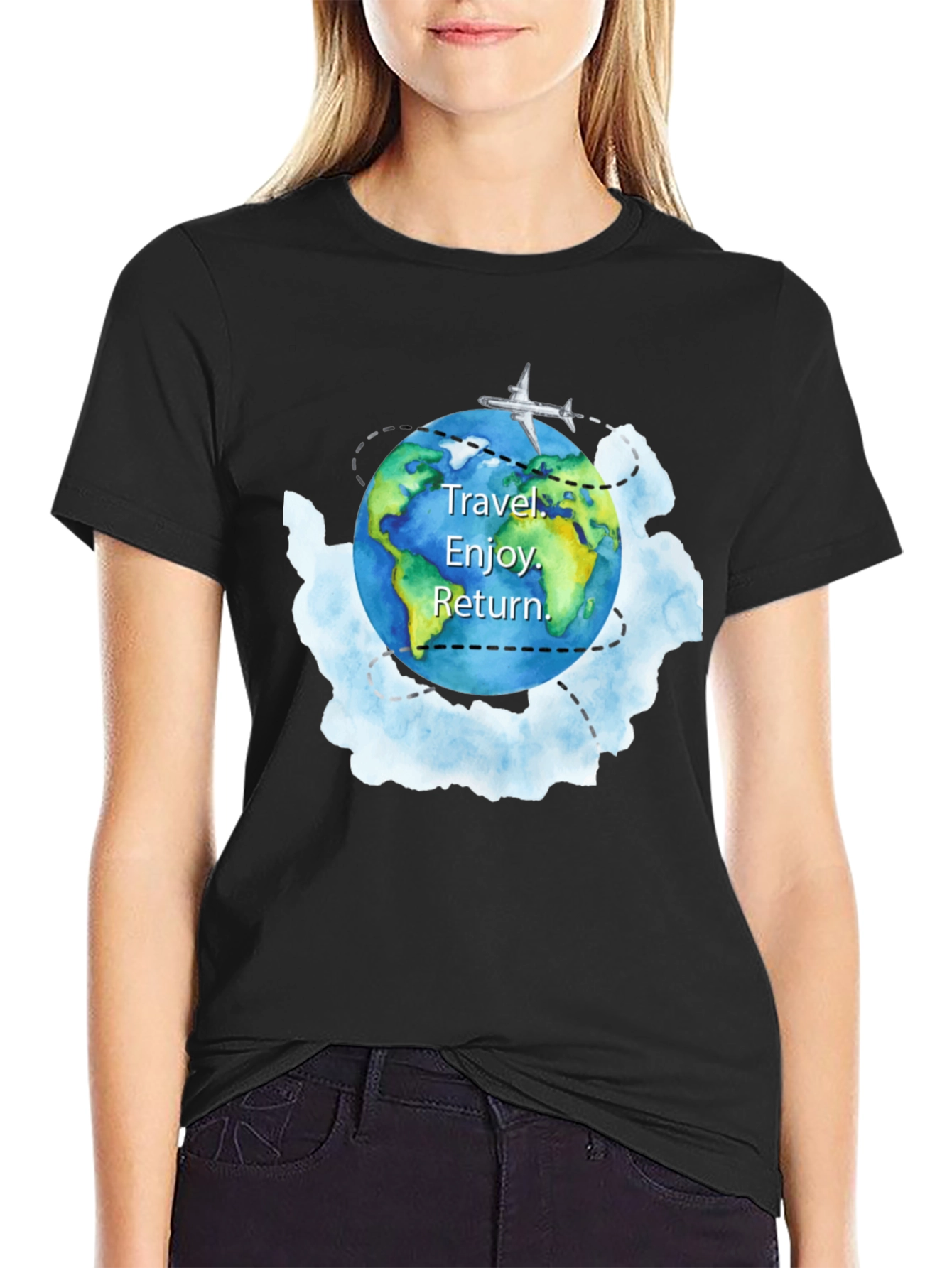 Travel The World T-Shirt | Airplane Earth Design