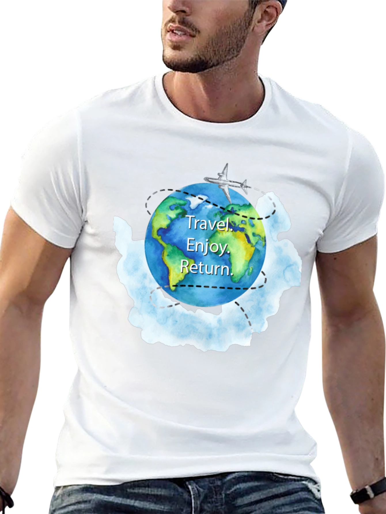Travel The World T-Shirt | Airplane Earth Design