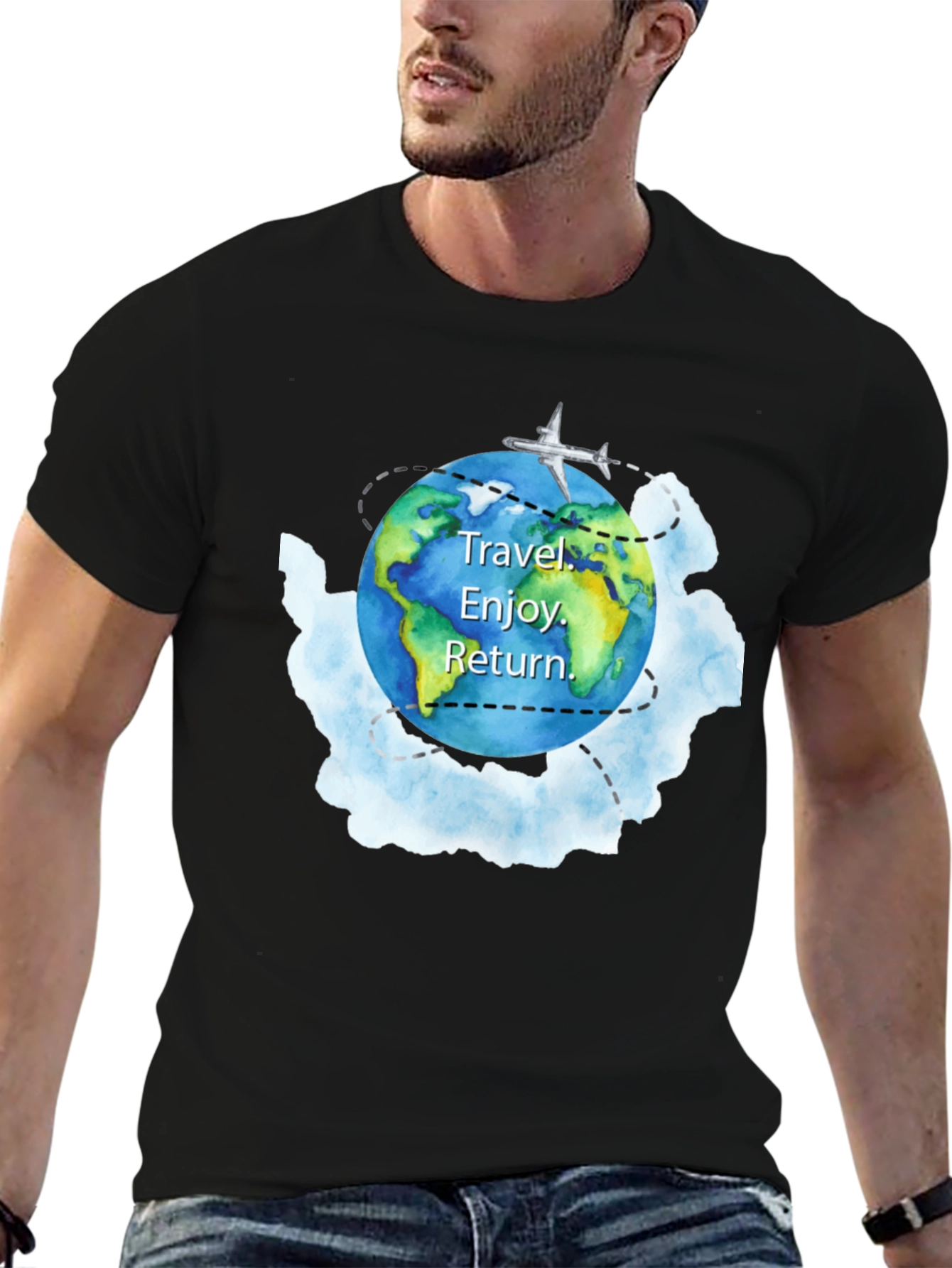 Travel The World T-Shirt | Airplane Earth Design