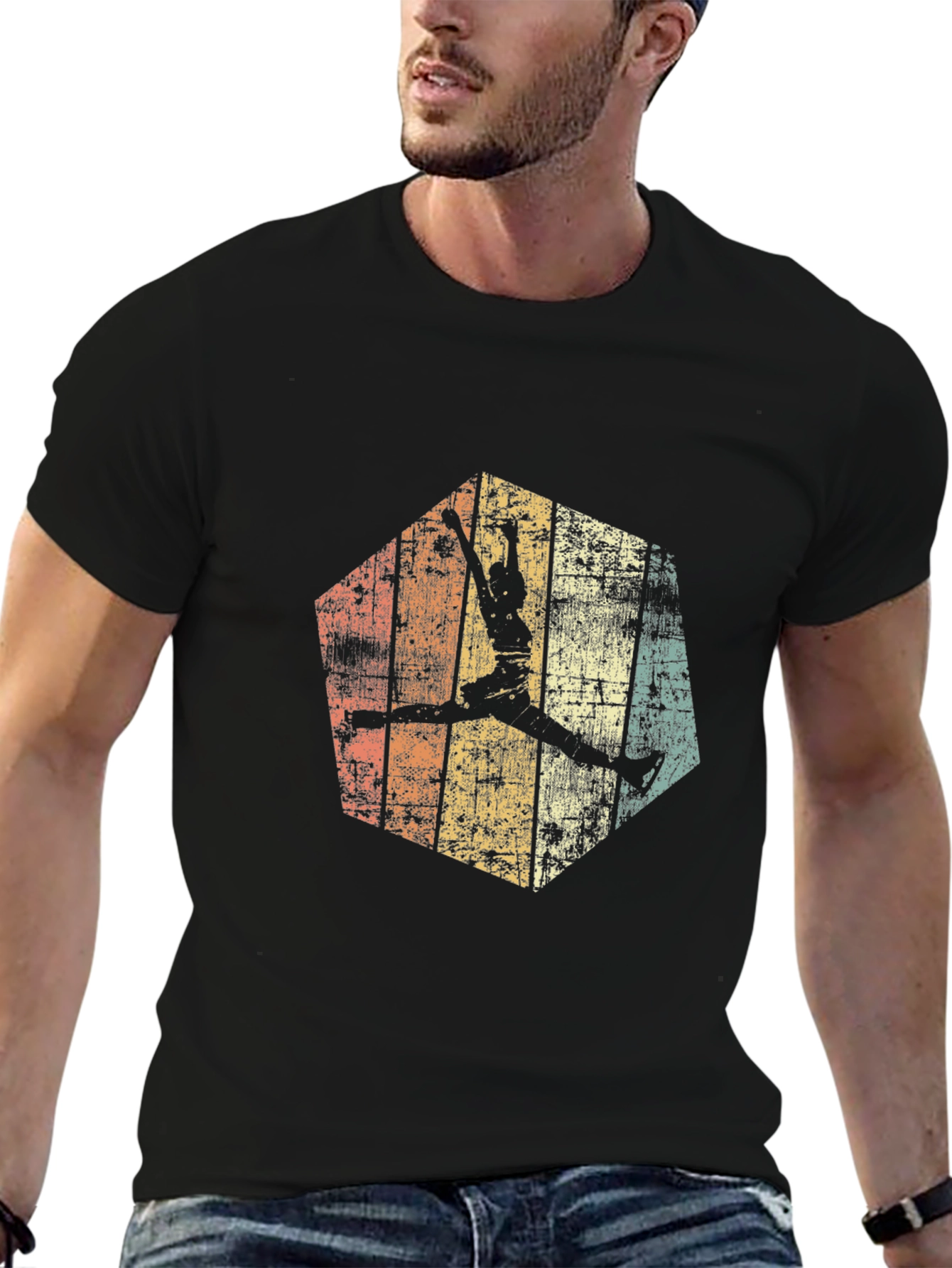 Retro Basketball Graphic Tee - Black