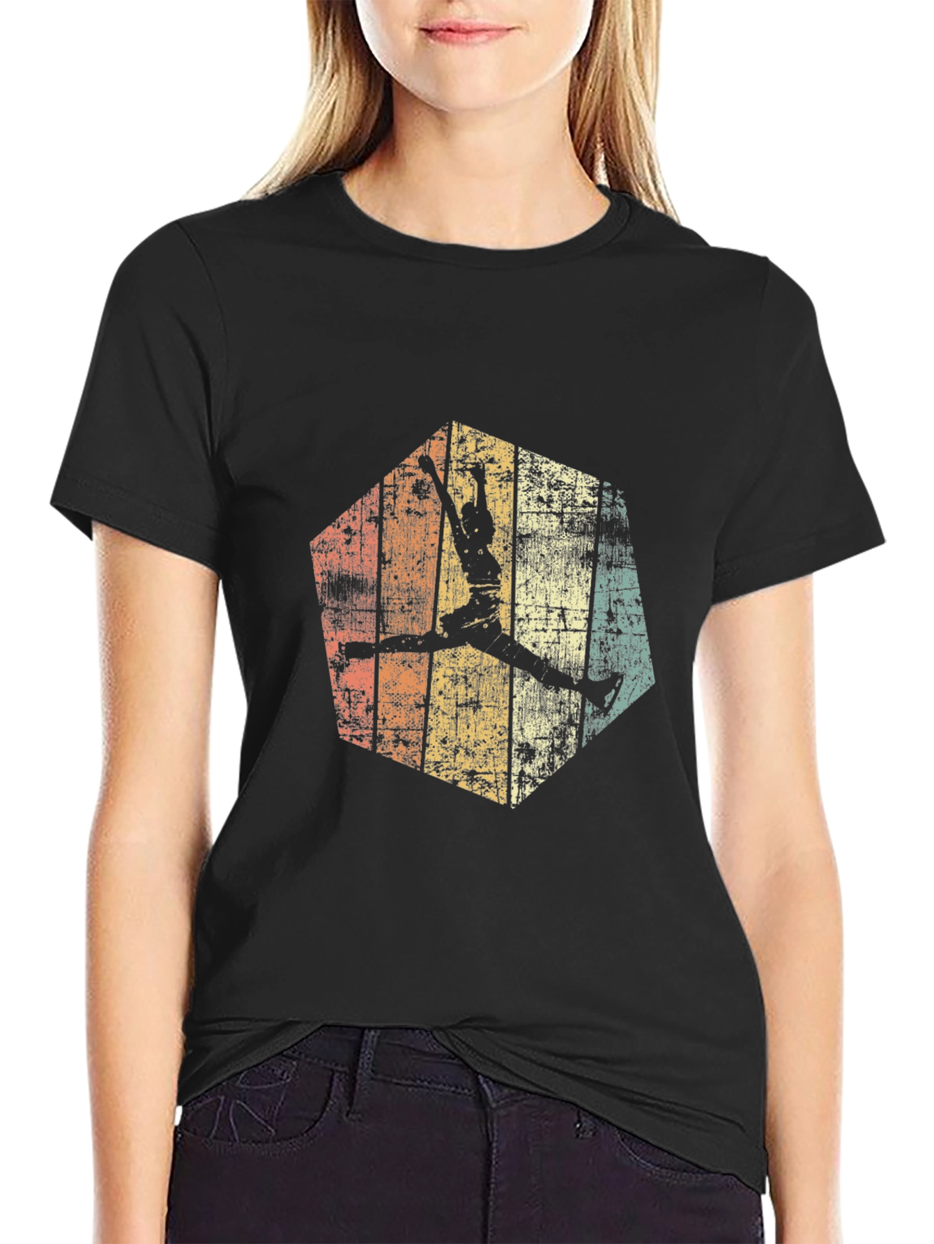 Retro Basketball Graphic Tee - Black