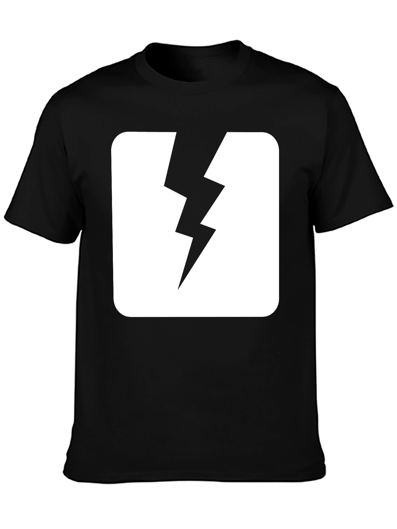 Black T-Shirt with Lightning Bolt Design