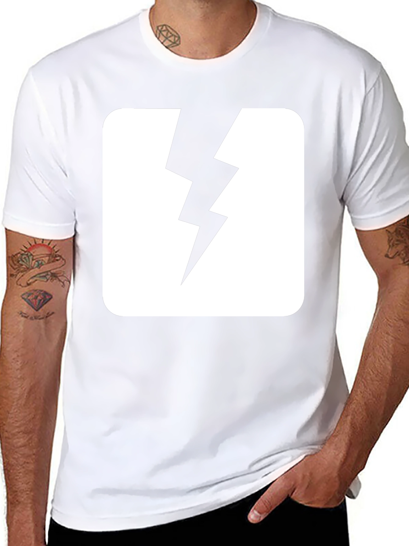 Black T-Shirt with Lightning Bolt Design