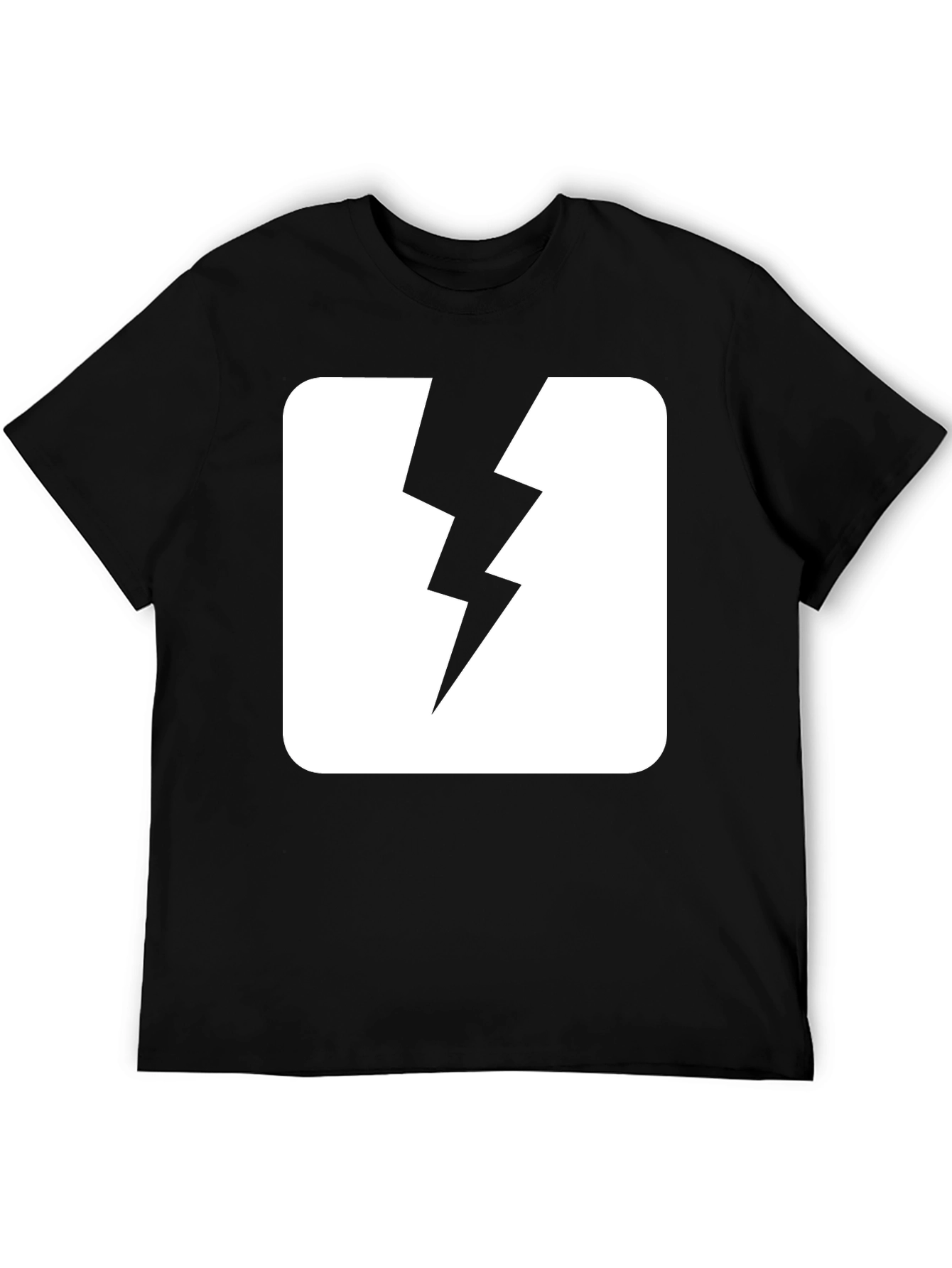 Black T-Shirt with Lightning Bolt Design