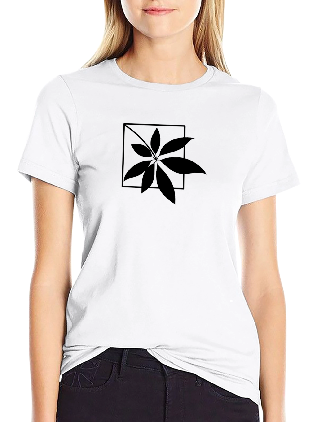 Mens Black T-Shirt with Botanical Graphic