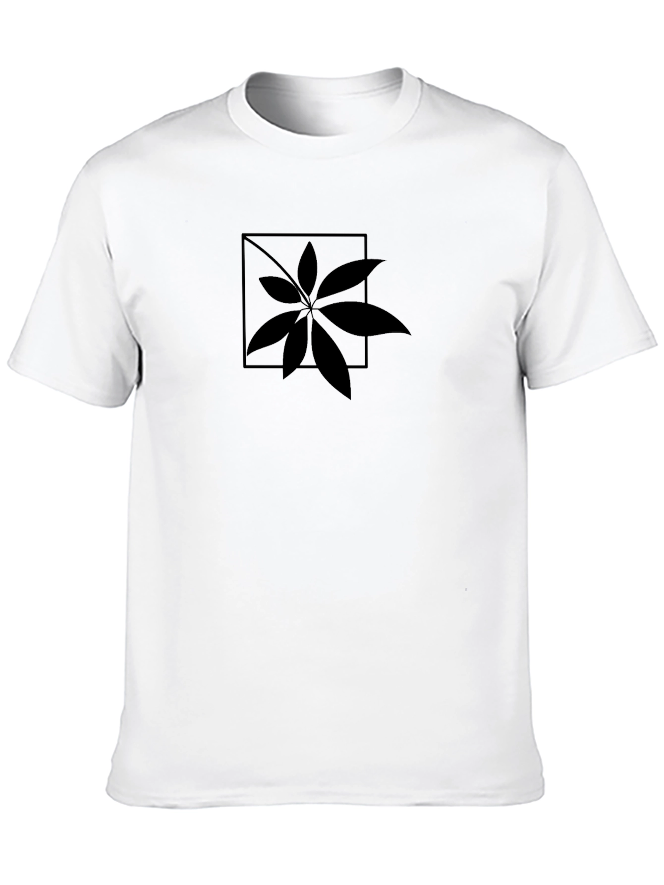 Mens Black T-Shirt with Botanical Graphic