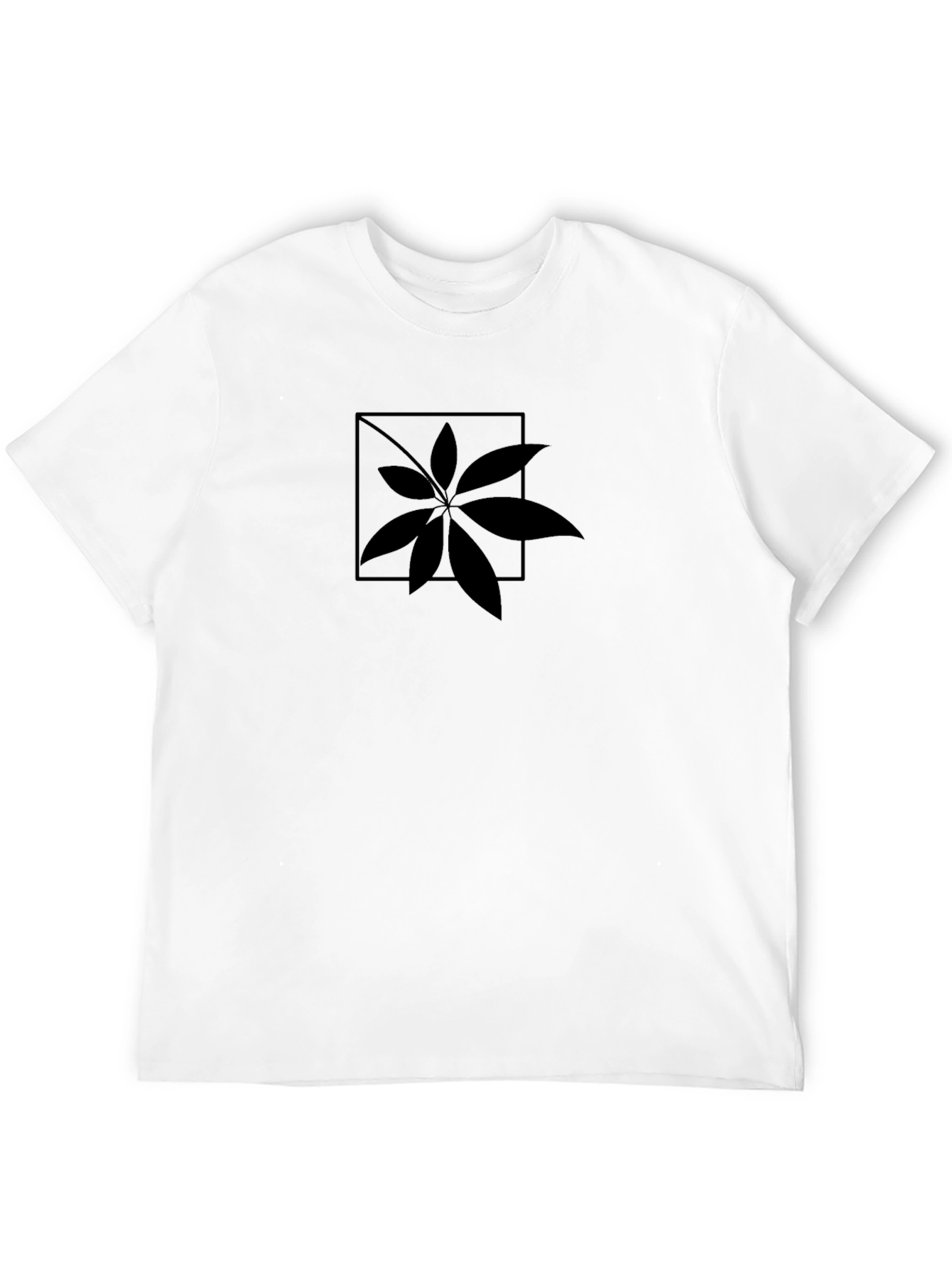 Mens Black T-Shirt with Botanical Graphic