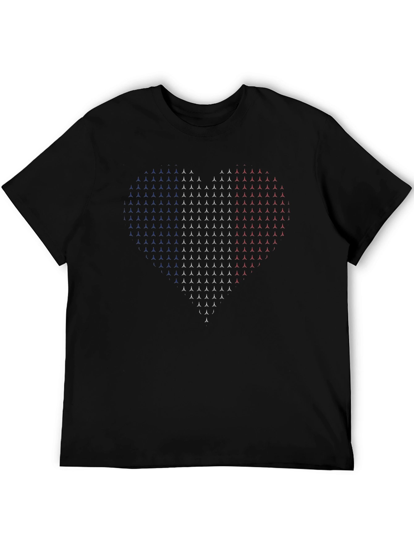 Patriotic Heart Design Mens Black T-Shirt