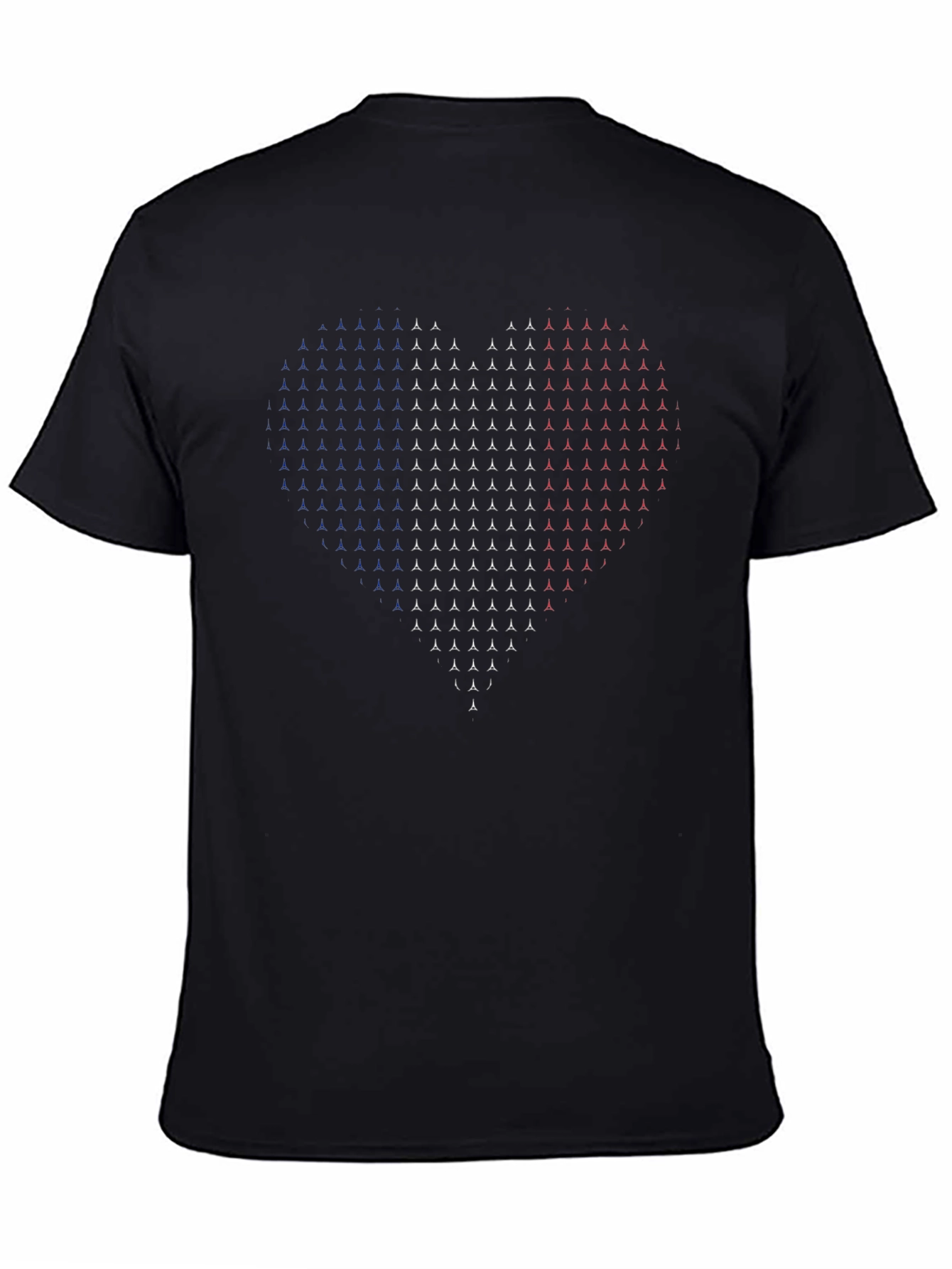 Patriotic Heart Design Mens Black T-Shirt
