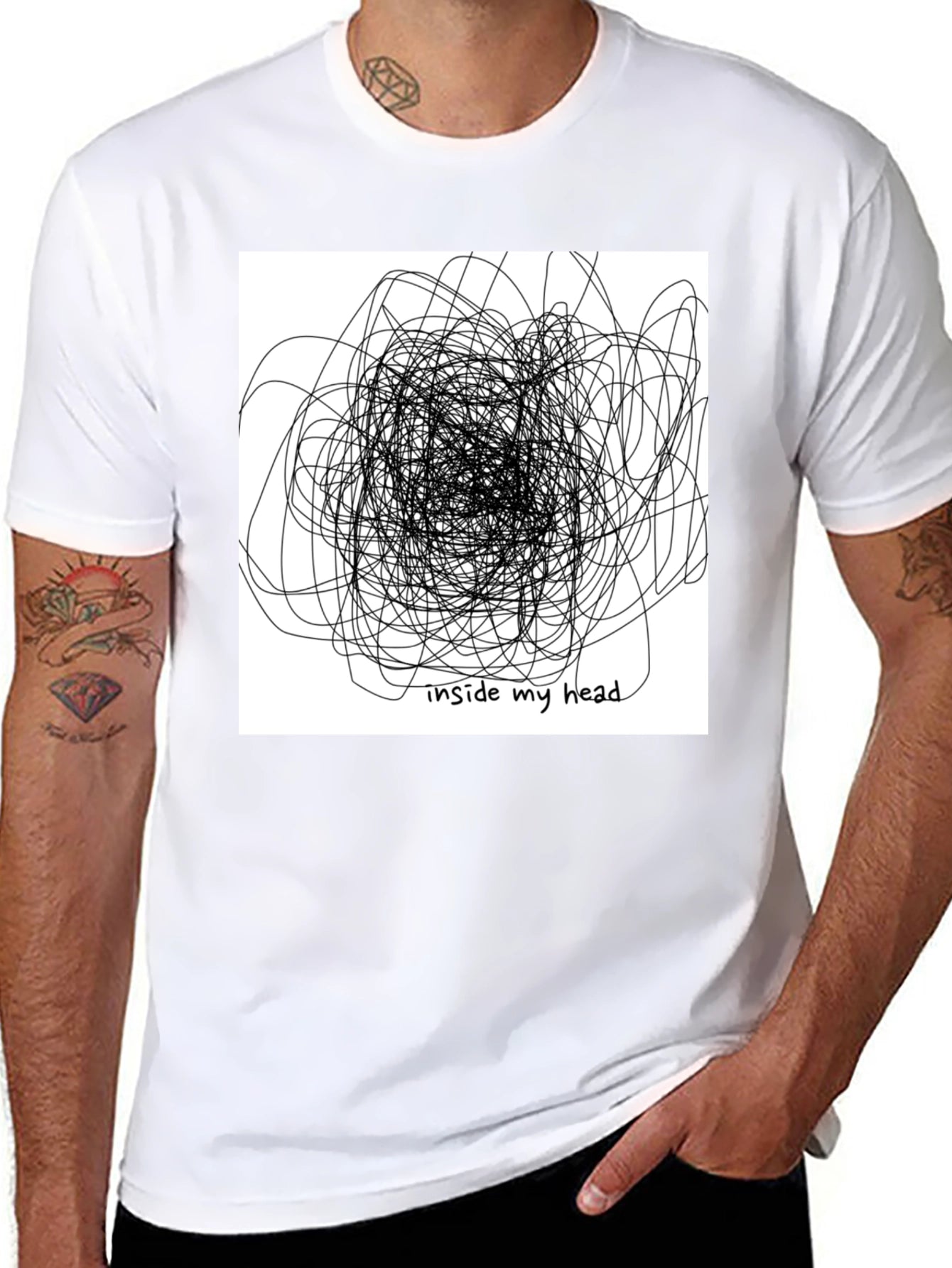 Inside My Head Graphic Tee - Black Cotton T-Shirt