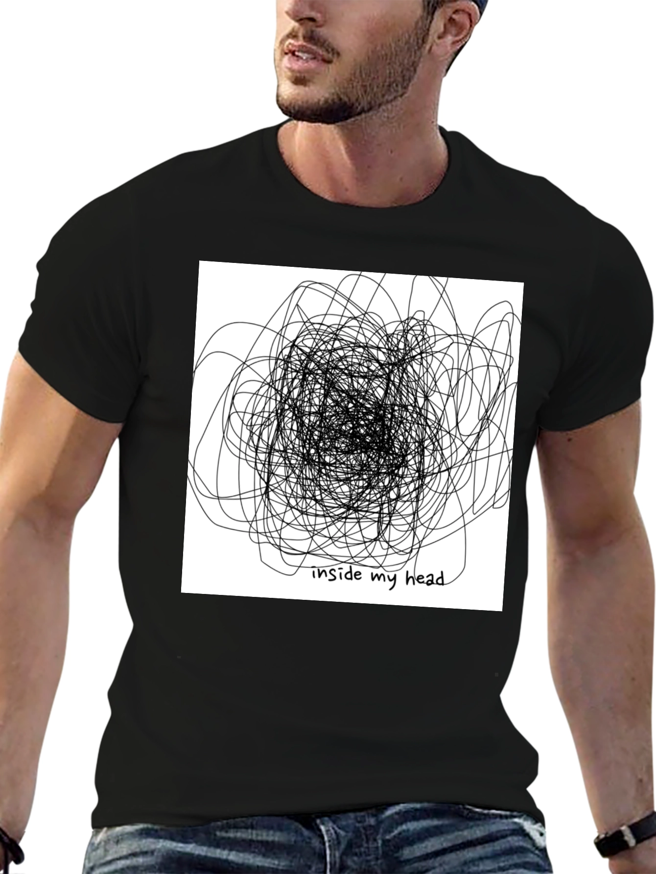 Inside My Head Graphic Tee - Black Cotton T-Shirt