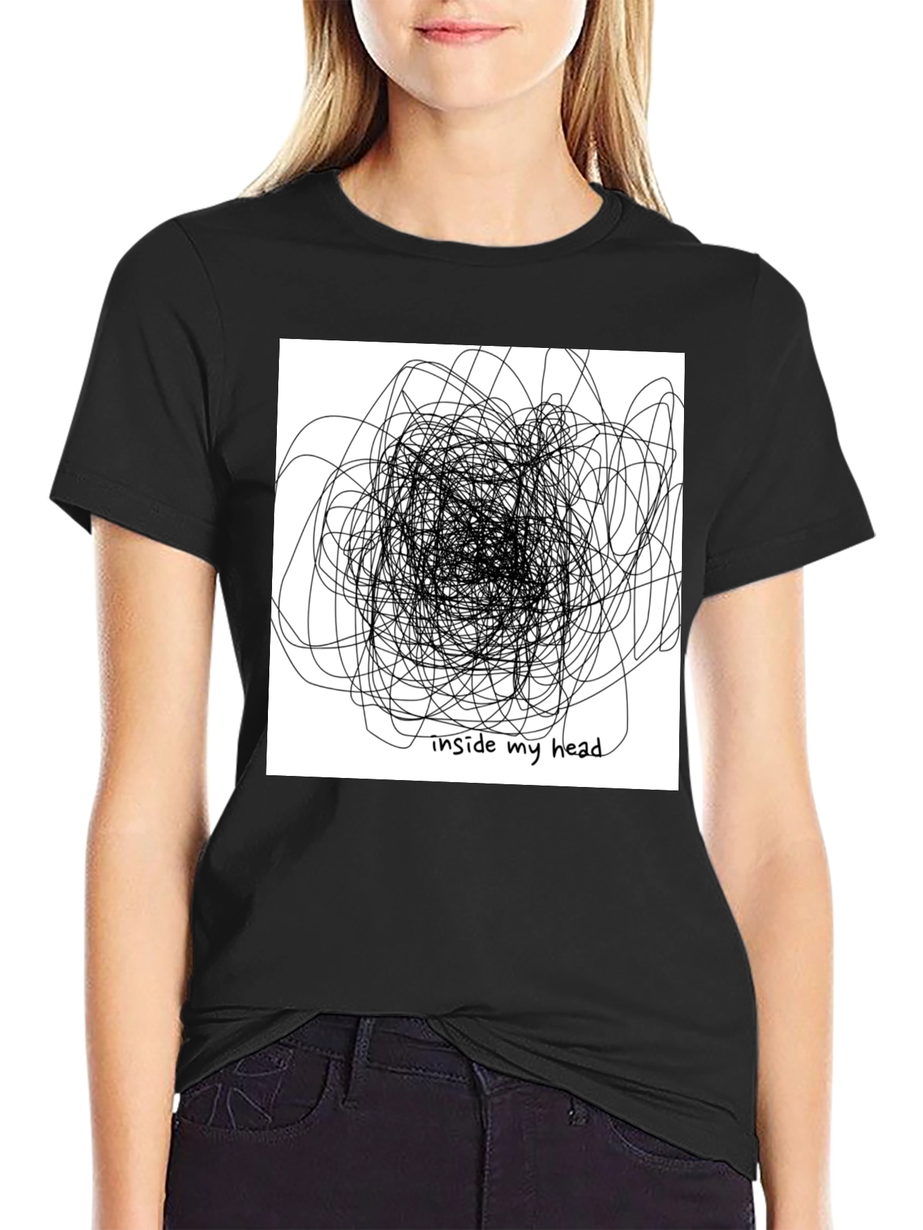 Inside My Head Graphic Tee - Black Cotton T-Shirt