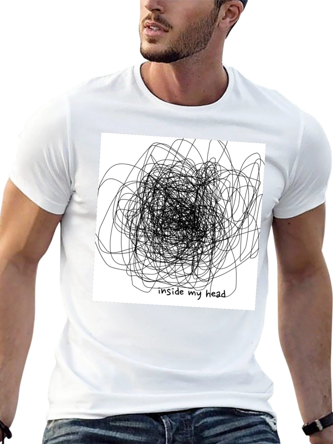 Inside My Head Graphic Tee - Black Cotton T-Shirt