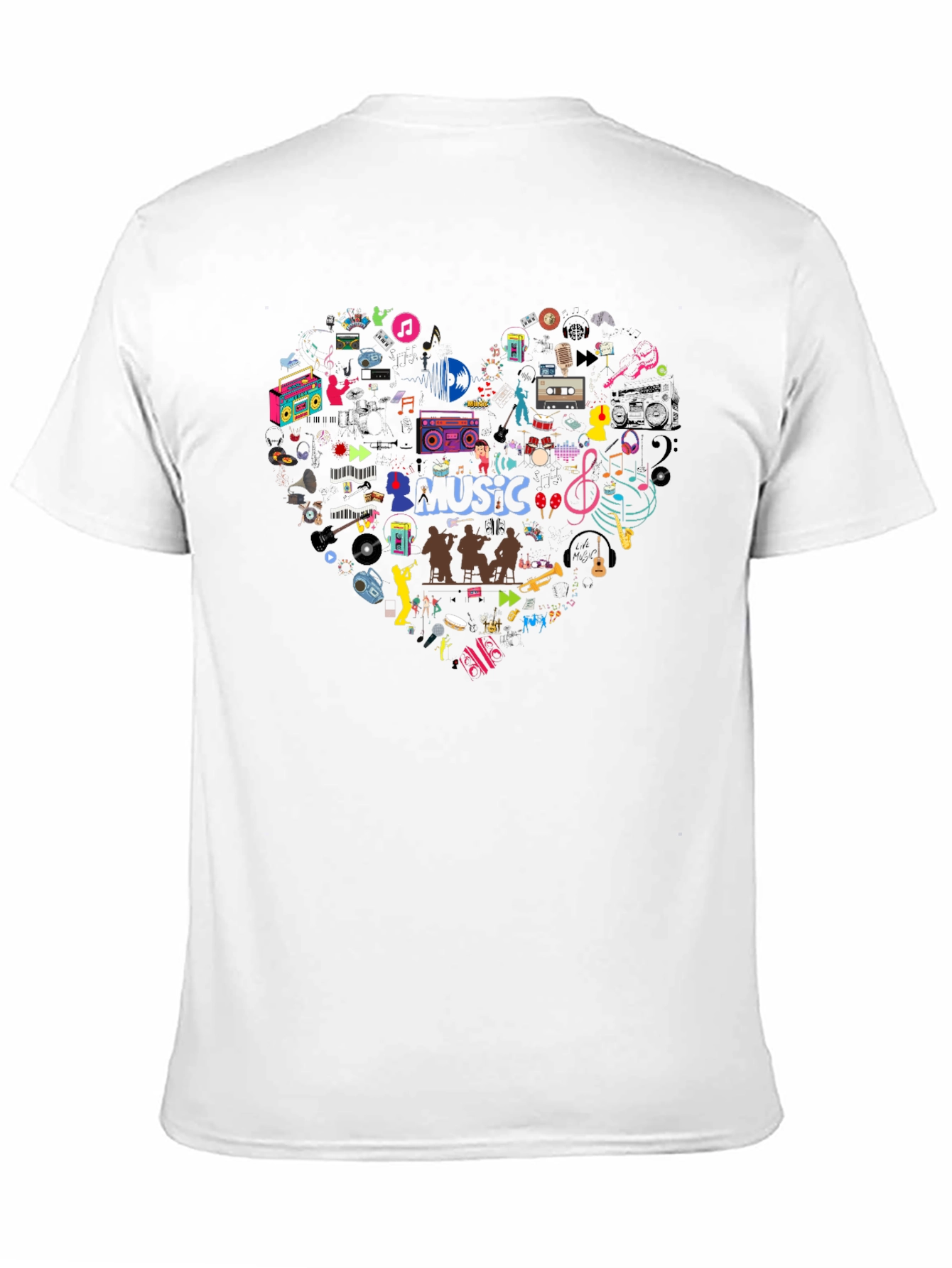 Music Heart T-Shirt - Black Casual Tee