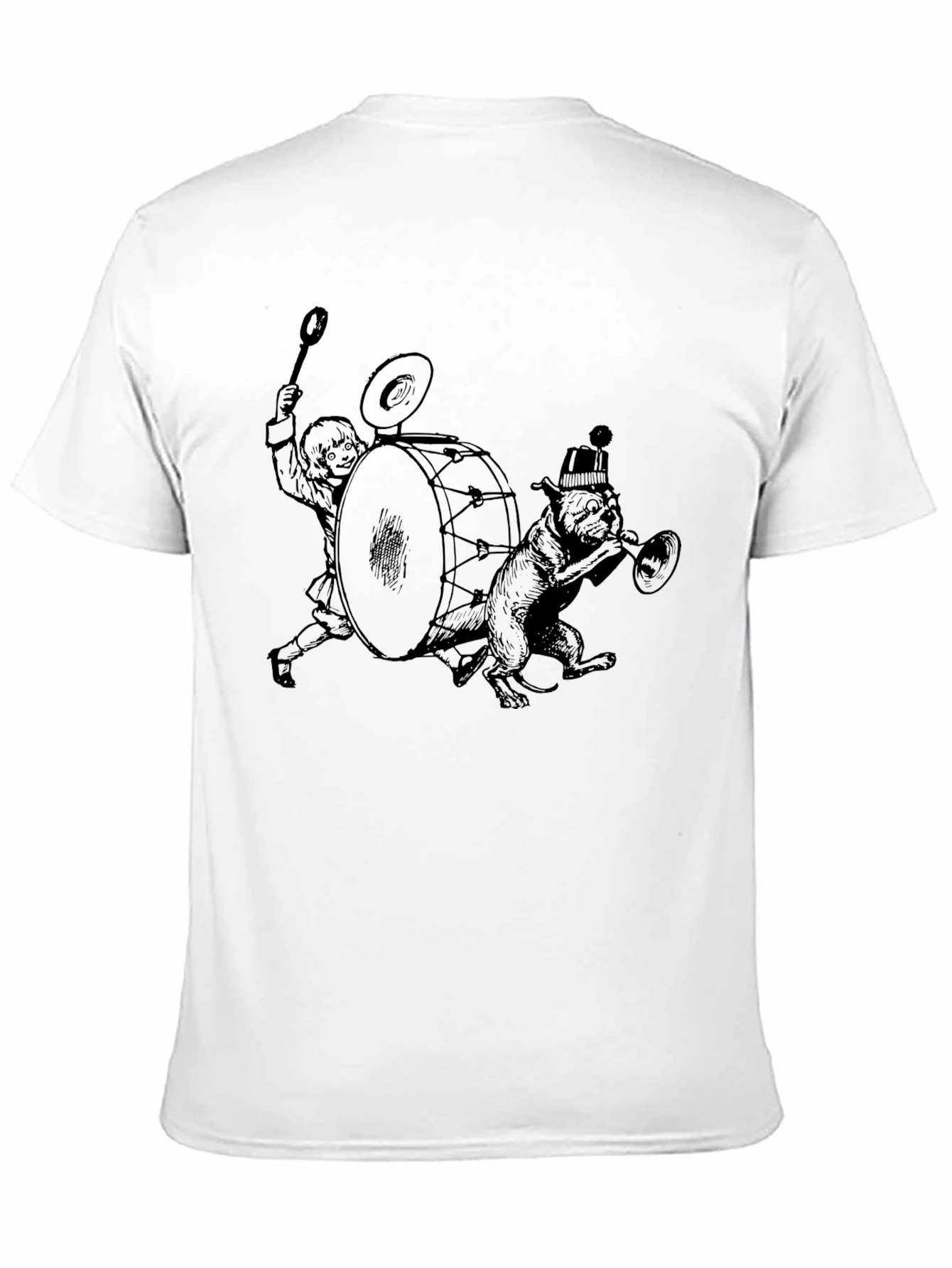 Novelty Drummer Dog Graphic T-Shirt