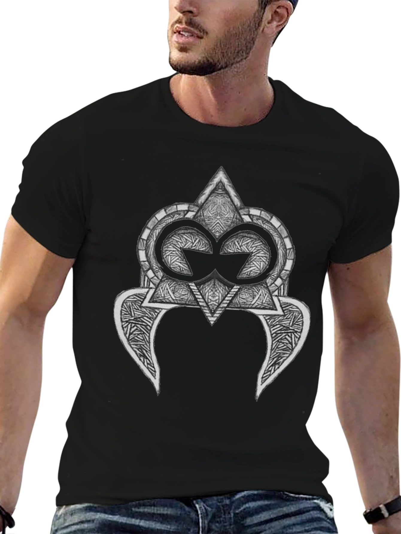 Abstract Graphic Tee - Stylish Mens Black T-Shirt