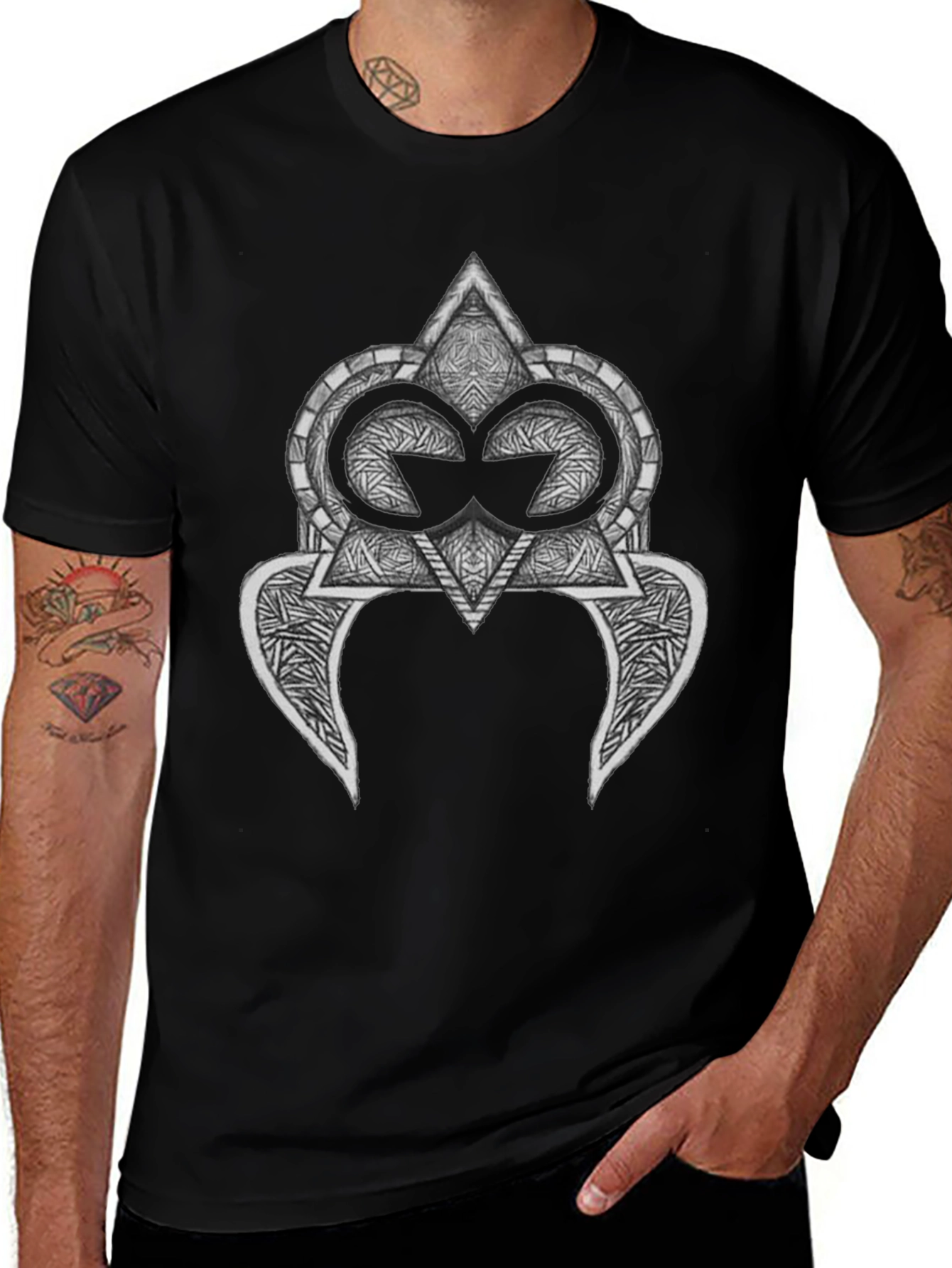 Abstract Graphic Tee - Stylish Mens Black T-Shirt
