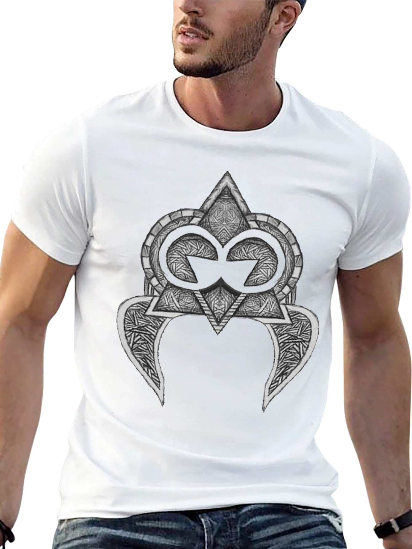 Abstract Graphic Tee - Stylish Mens Black T-Shirt