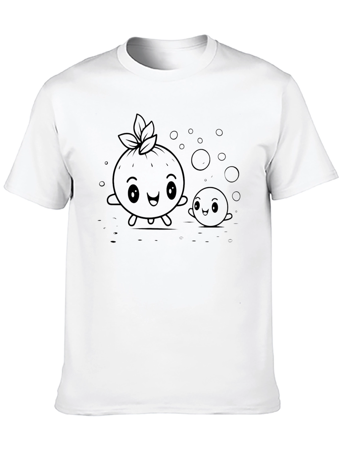 Cute Cartoon Fruit Black T-Shirt