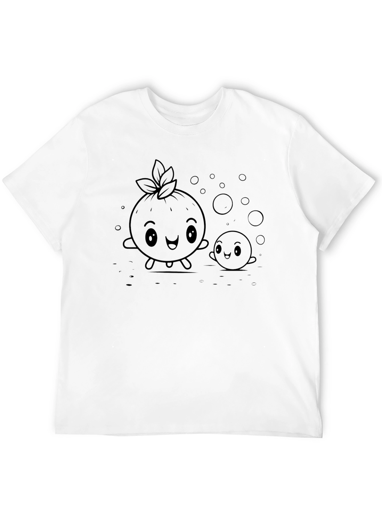 Cute Cartoon Fruit Black T-Shirt