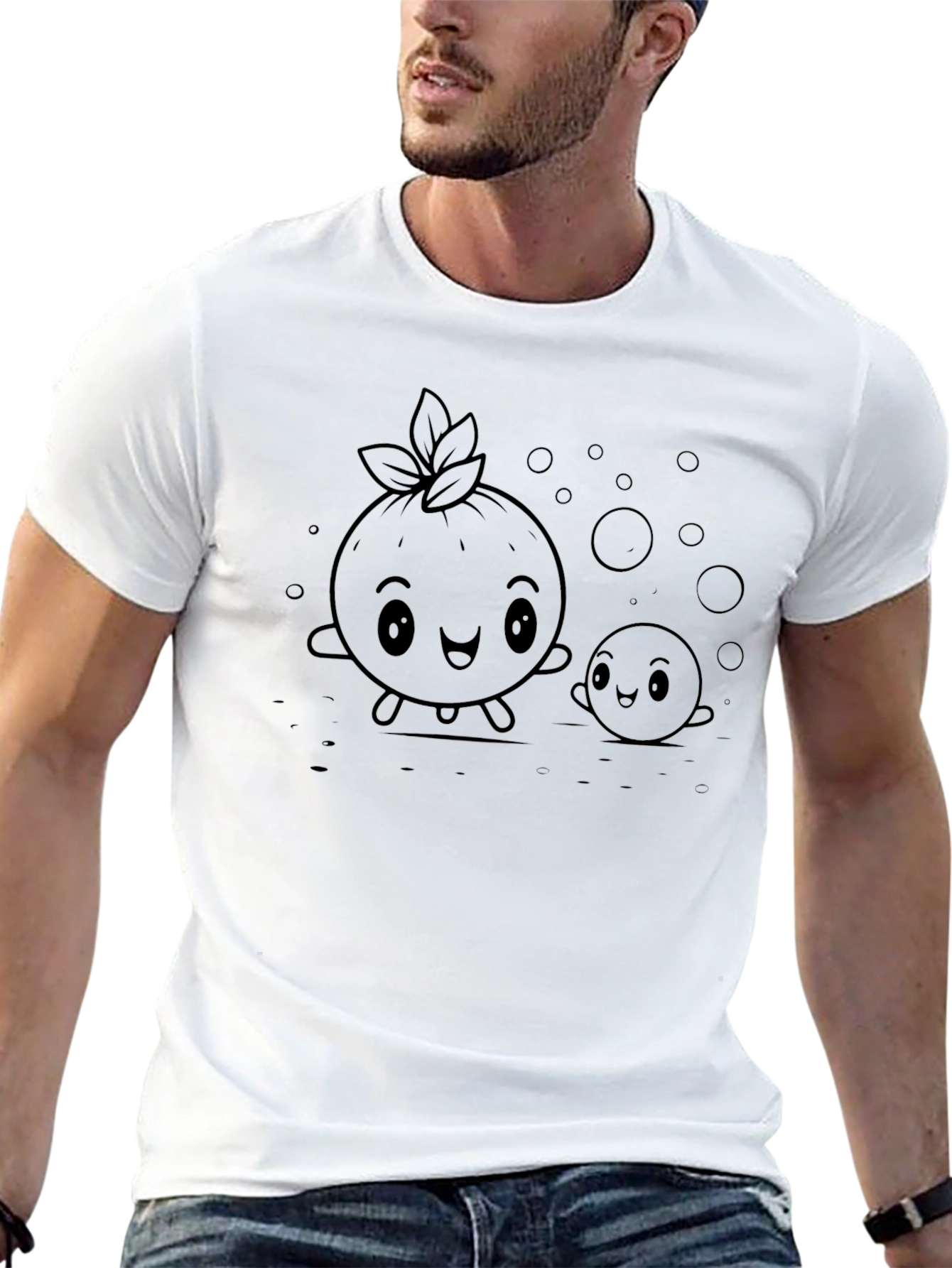 Cute Cartoon Fruit Black T-Shirt
