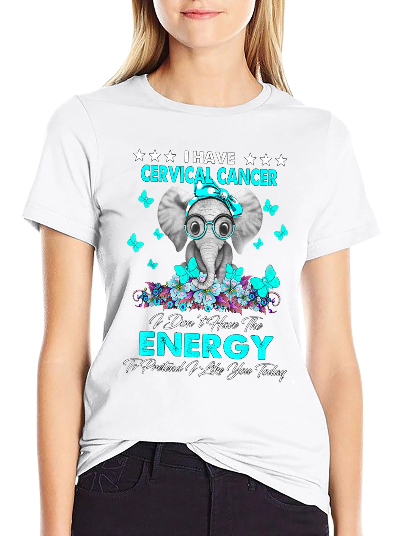 Cervical Cancer Awareness Elephant Graphic Tee