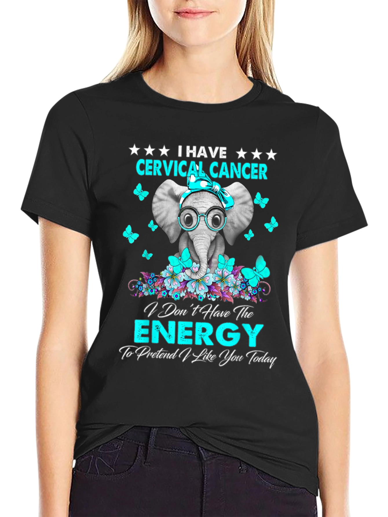 Cervical Cancer Awareness Elephant Graphic Tee