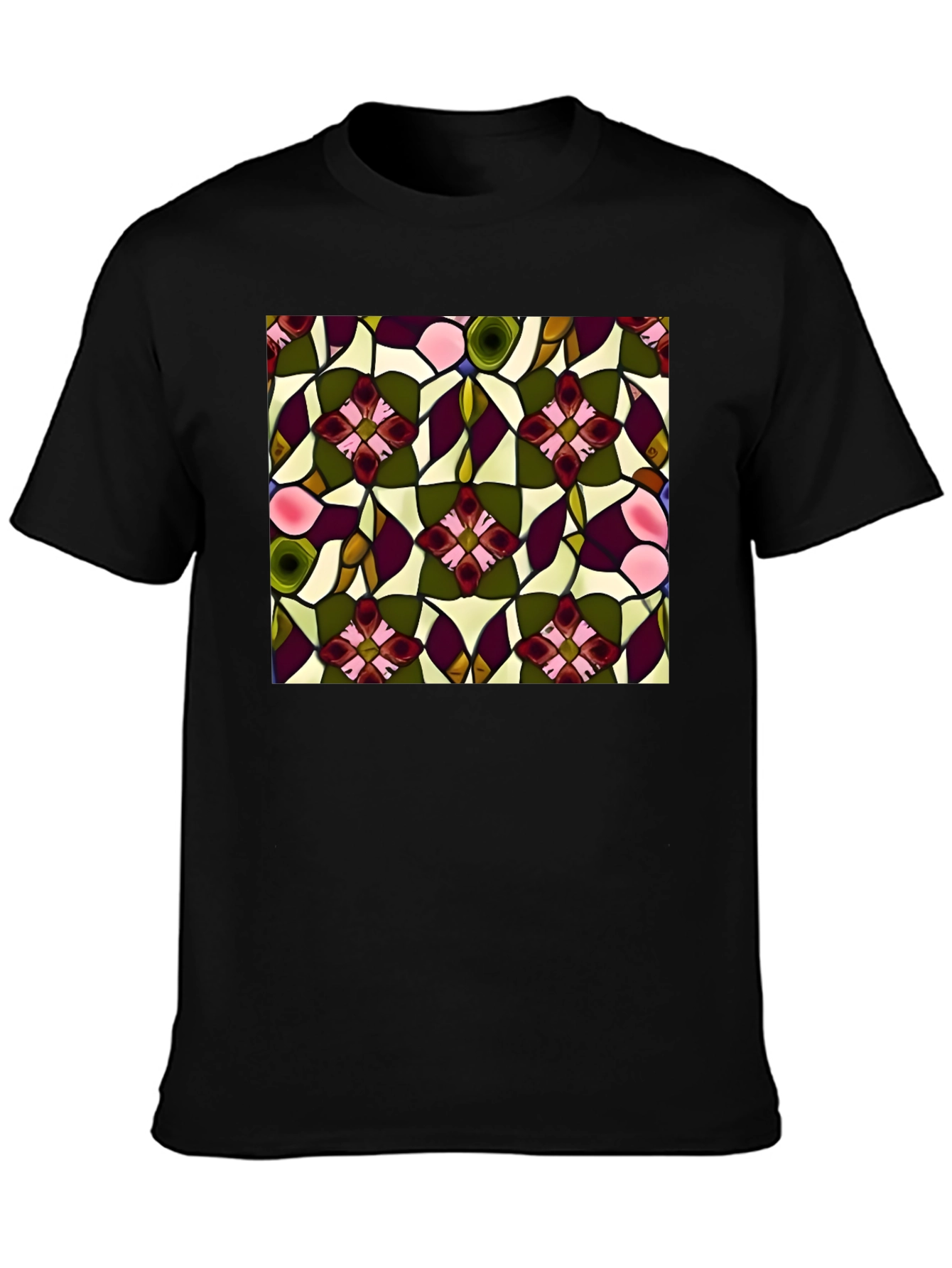 Floral Stained Glass Print T-Shirt