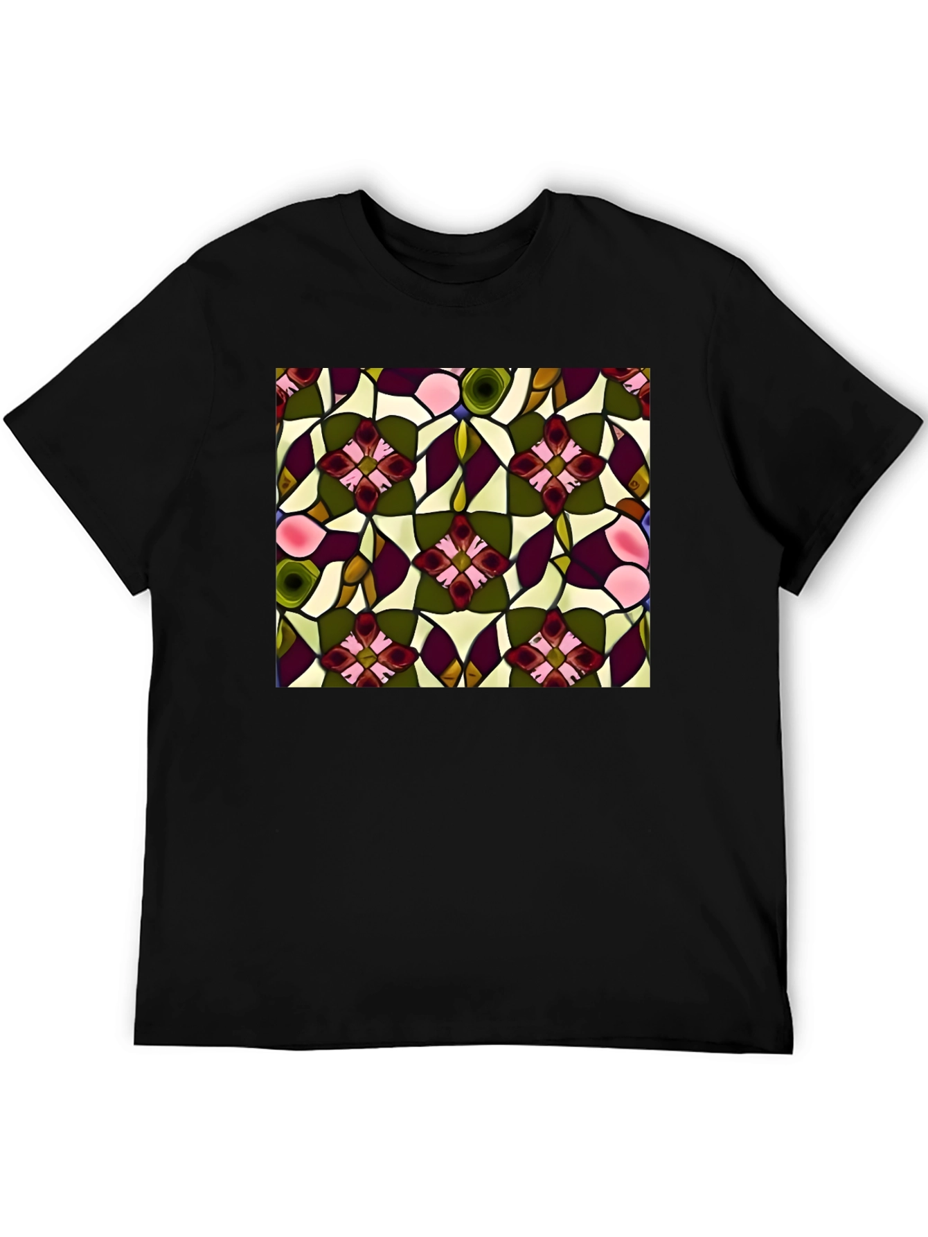 Floral Stained Glass Print T-Shirt