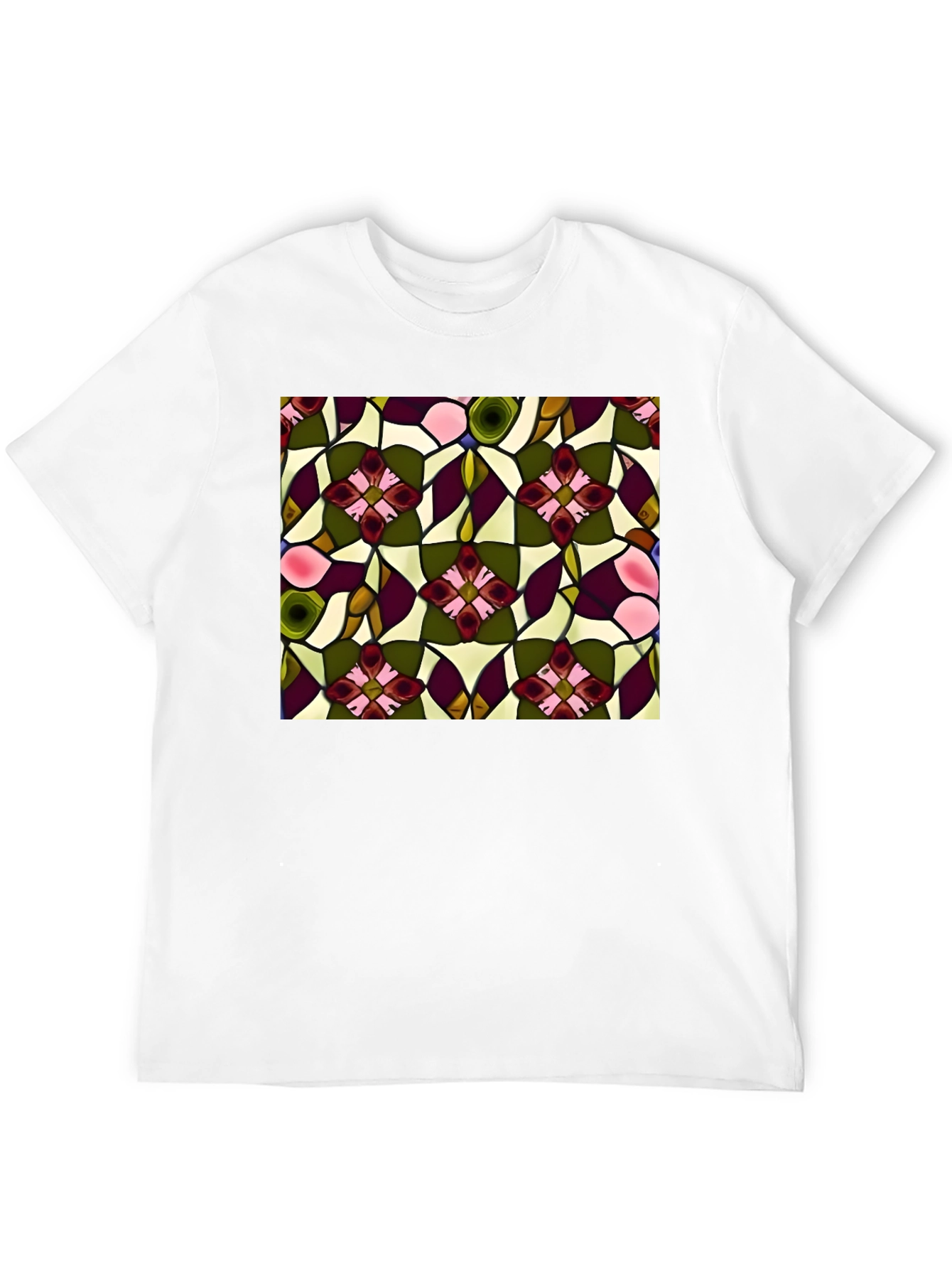 Floral Stained Glass Print T-Shirt