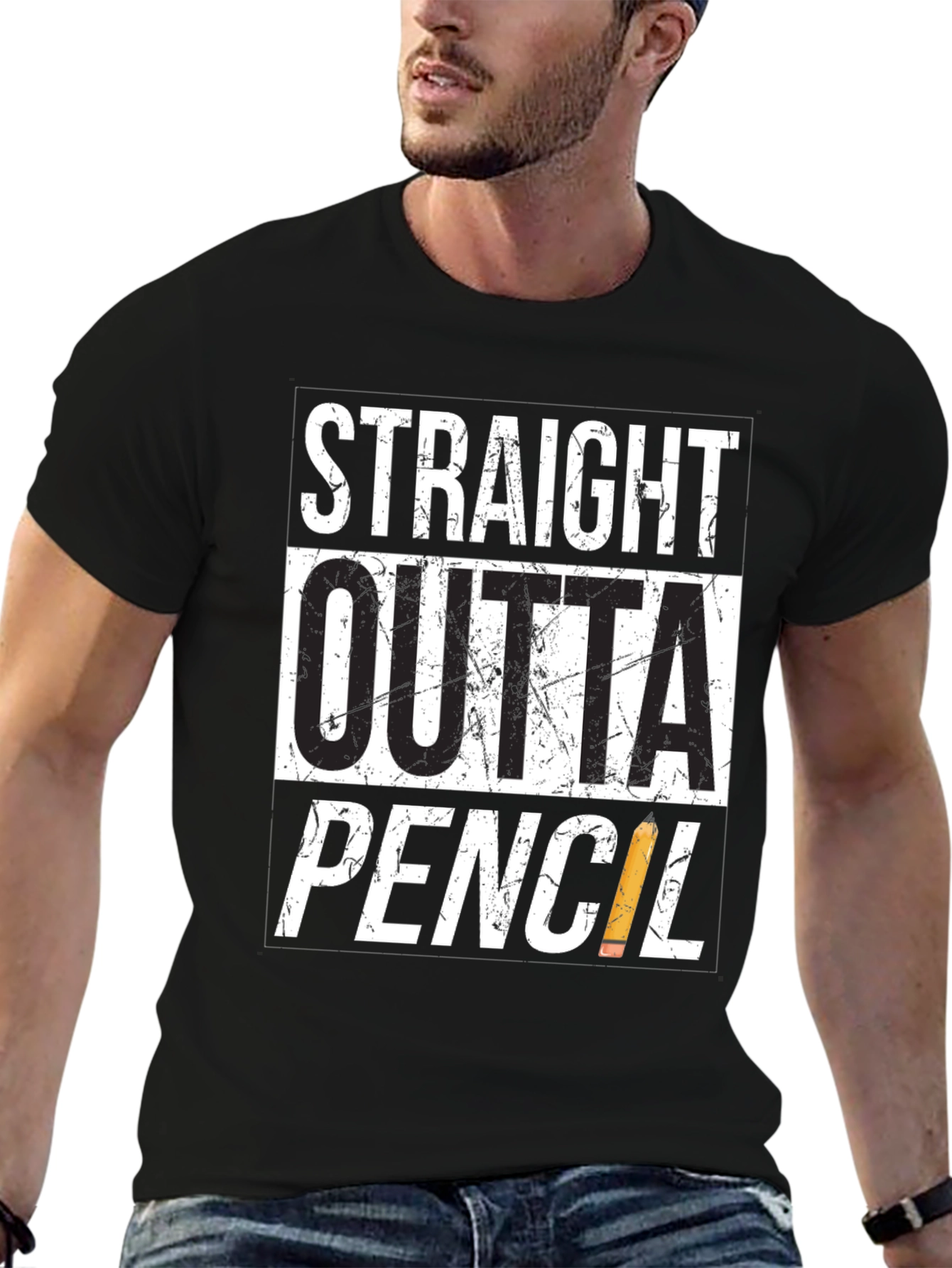 Straight Outta Pencil T-Shirt - Black Graphic Tee