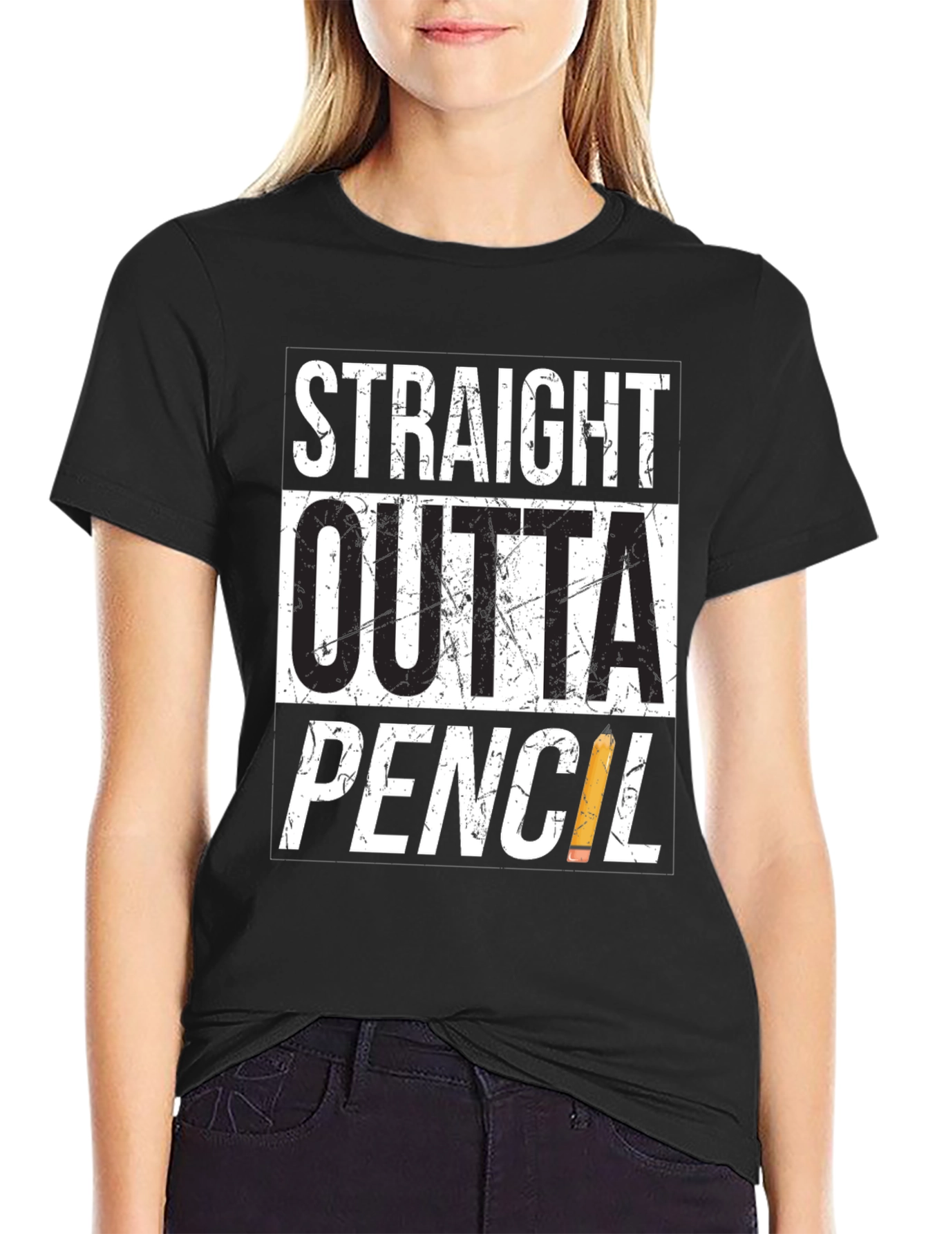 Straight Outta Pencil T-Shirt - Black Graphic Tee