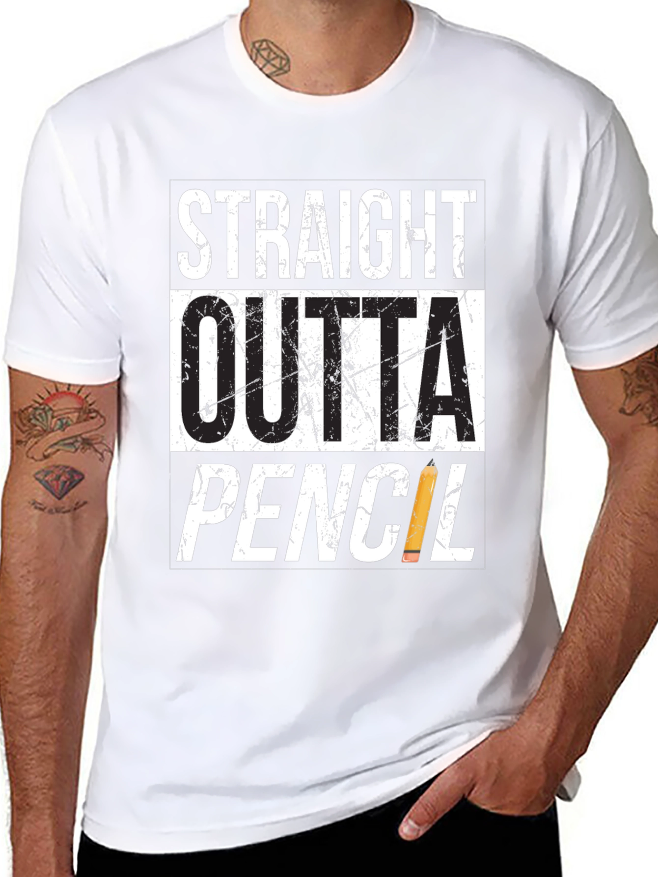 Straight Outta Pencil T-Shirt - Black Graphic Tee