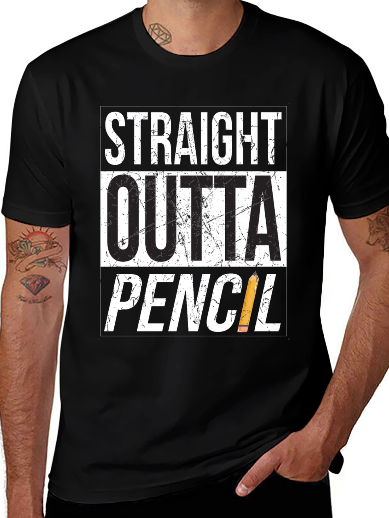 Straight Outta Pencil T-Shirt - Black Graphic Tee