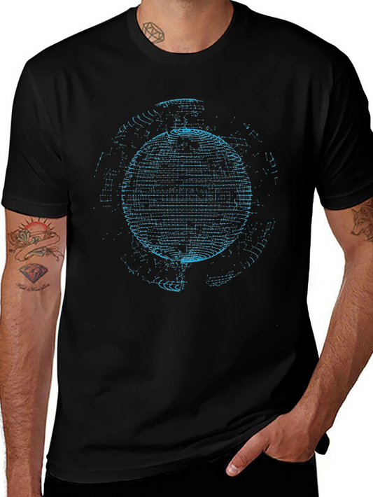 Abstract Sphere Graphic Black T-Shirt