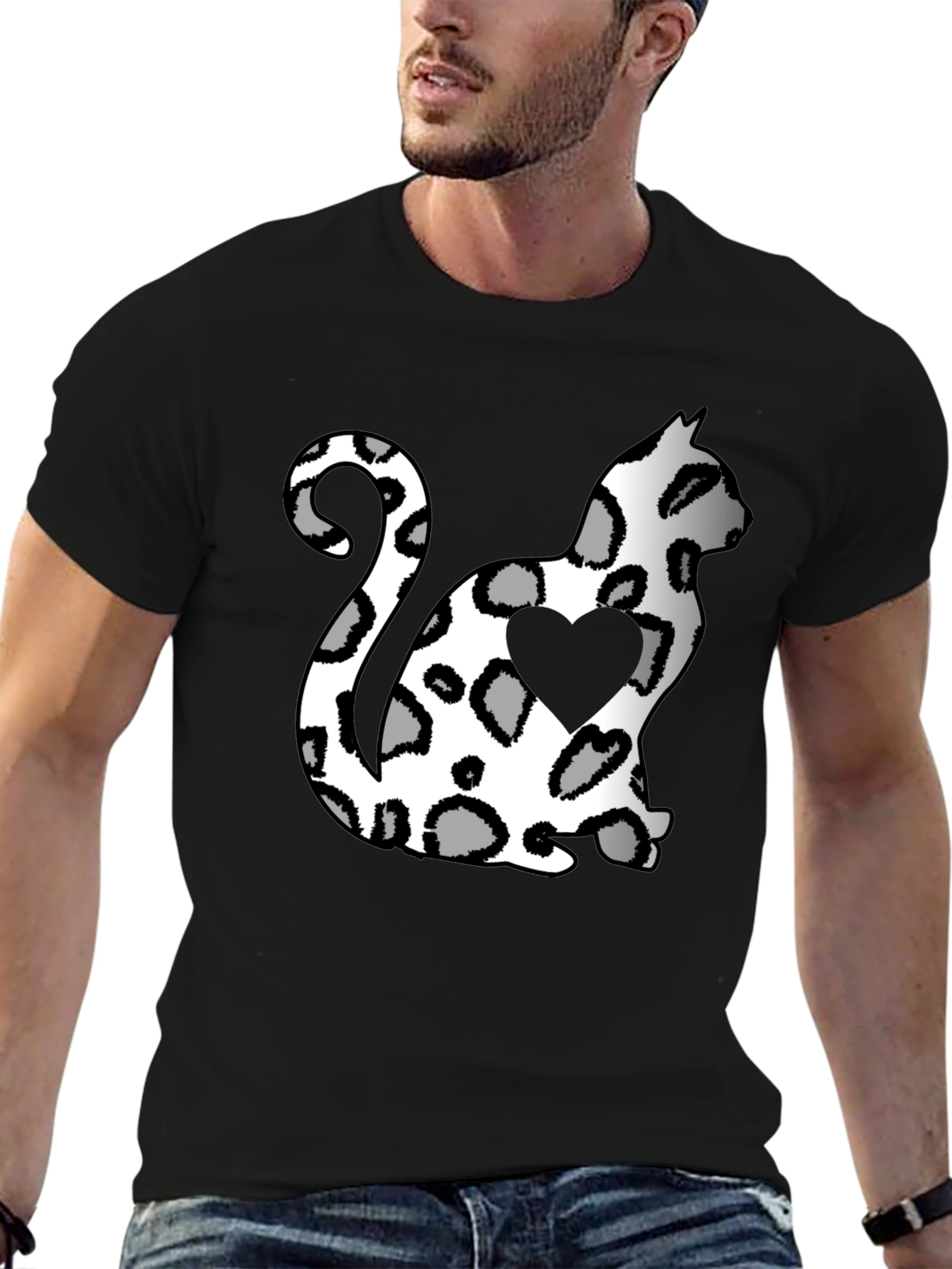 Cat Print Heart T-Shirt - Stylish & Unique