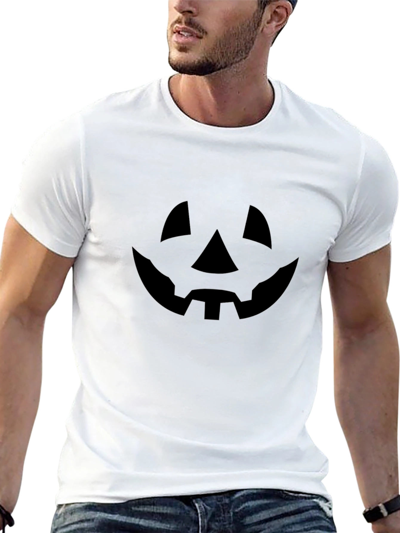 Spooky Pumpkin Face Black T-Shirt Halloween Tee