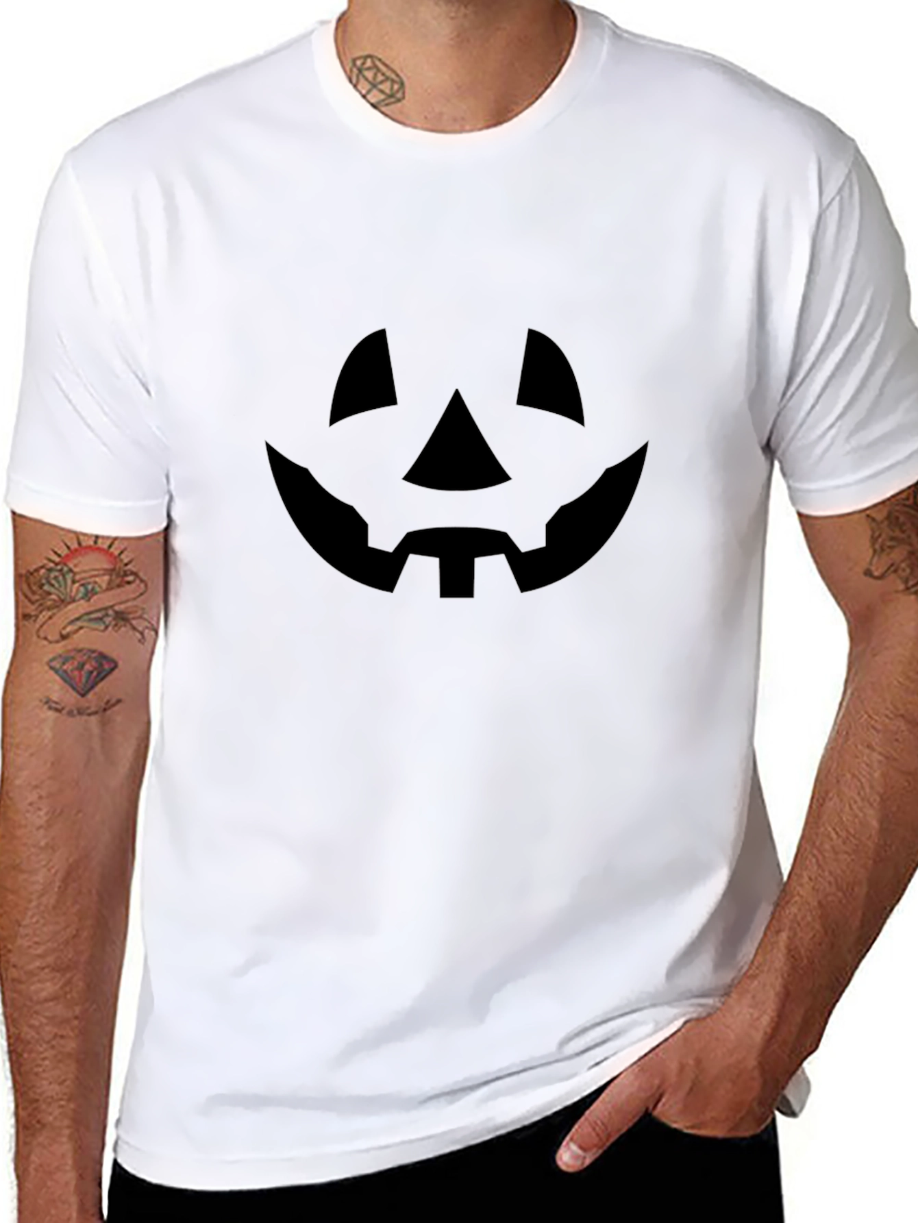 Spooky Pumpkin Face Black T-Shirt Halloween Tee