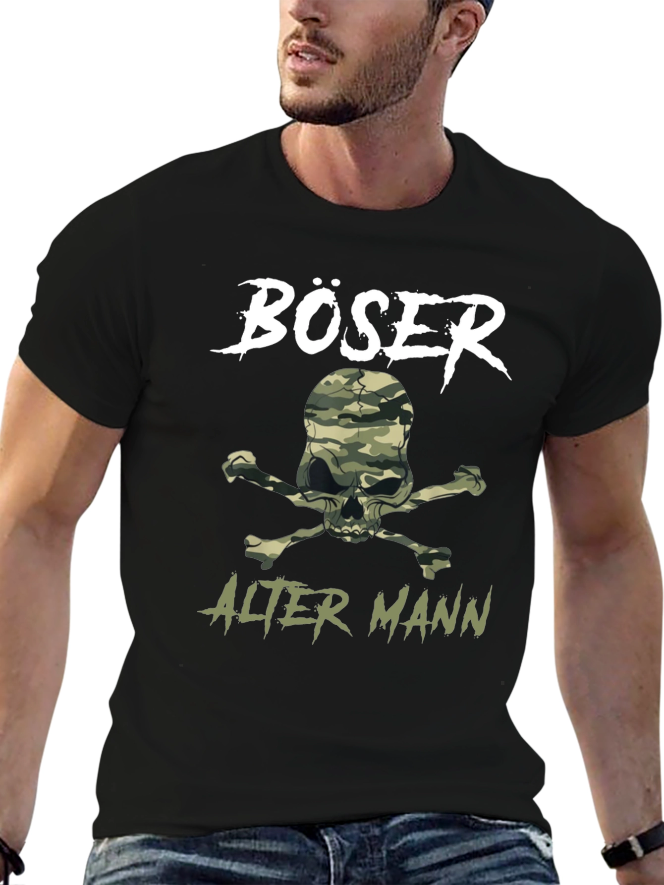 BÖSER Alter Mann T-Shirt - Camo Skull