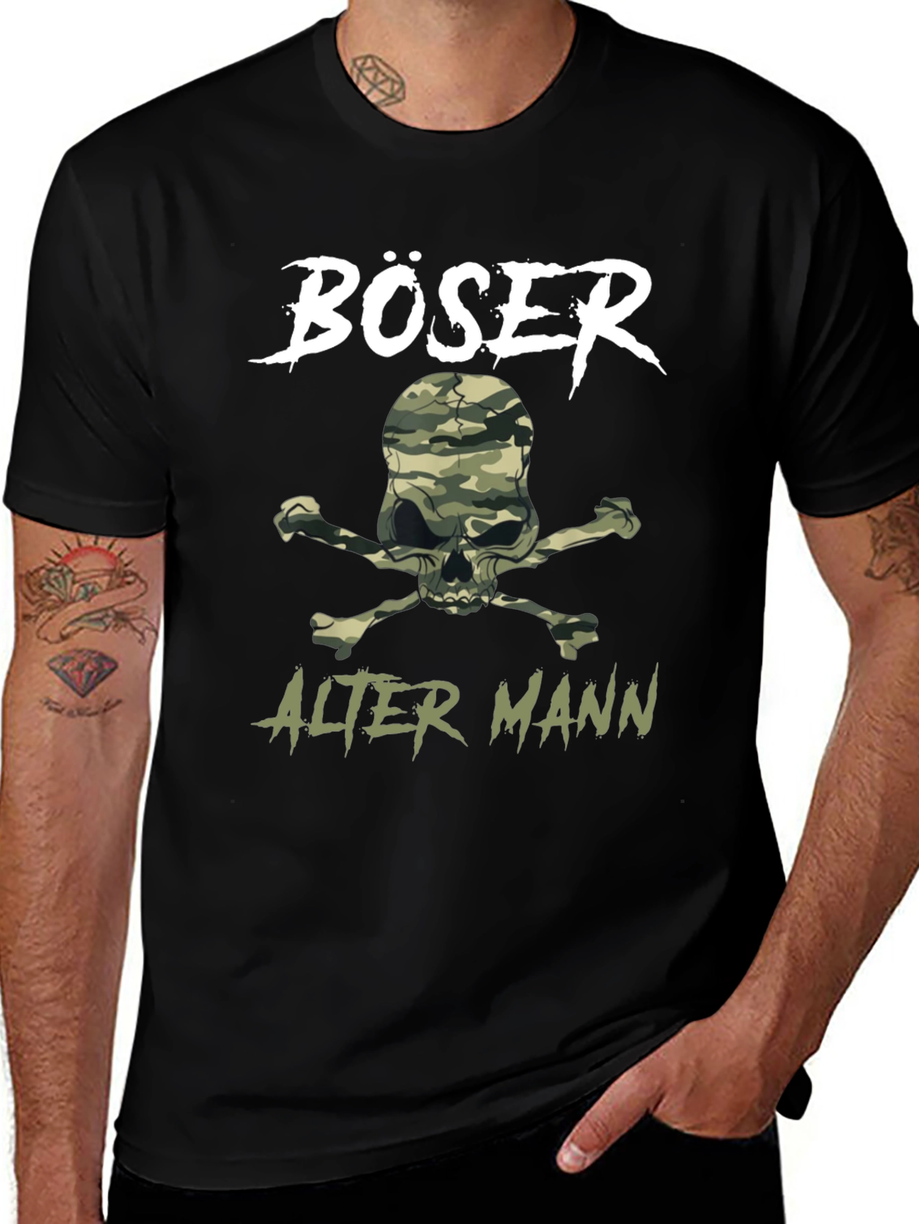 BÖSER Alter Mann T-Shirt - Camo Skull